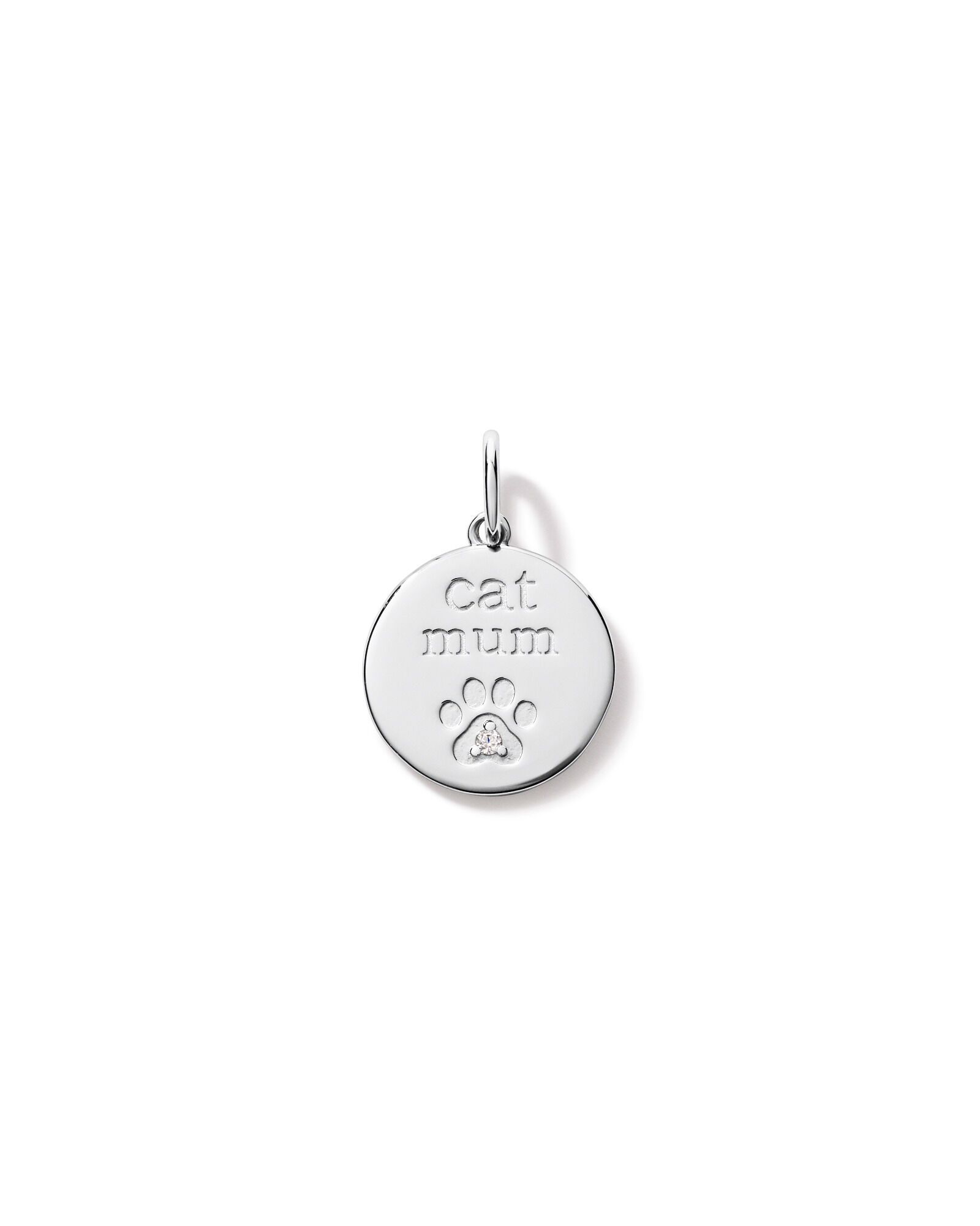 Cat Mum Cubic Zirconia Pendant in Sterling Silver