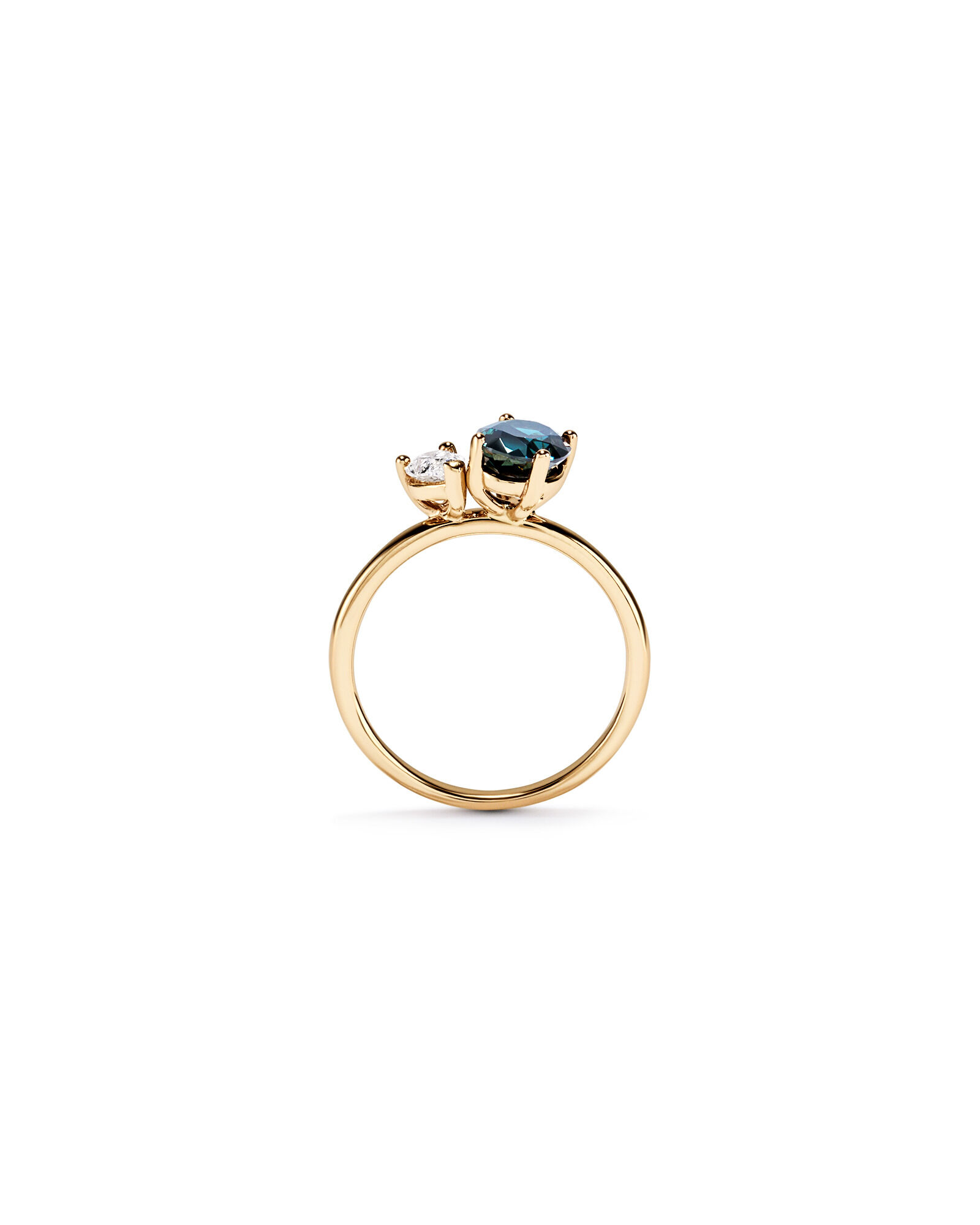 Bague australienne Parti Sapphire & 0,30 carat TW en diamant Toi et moi en or jaune 10 carats