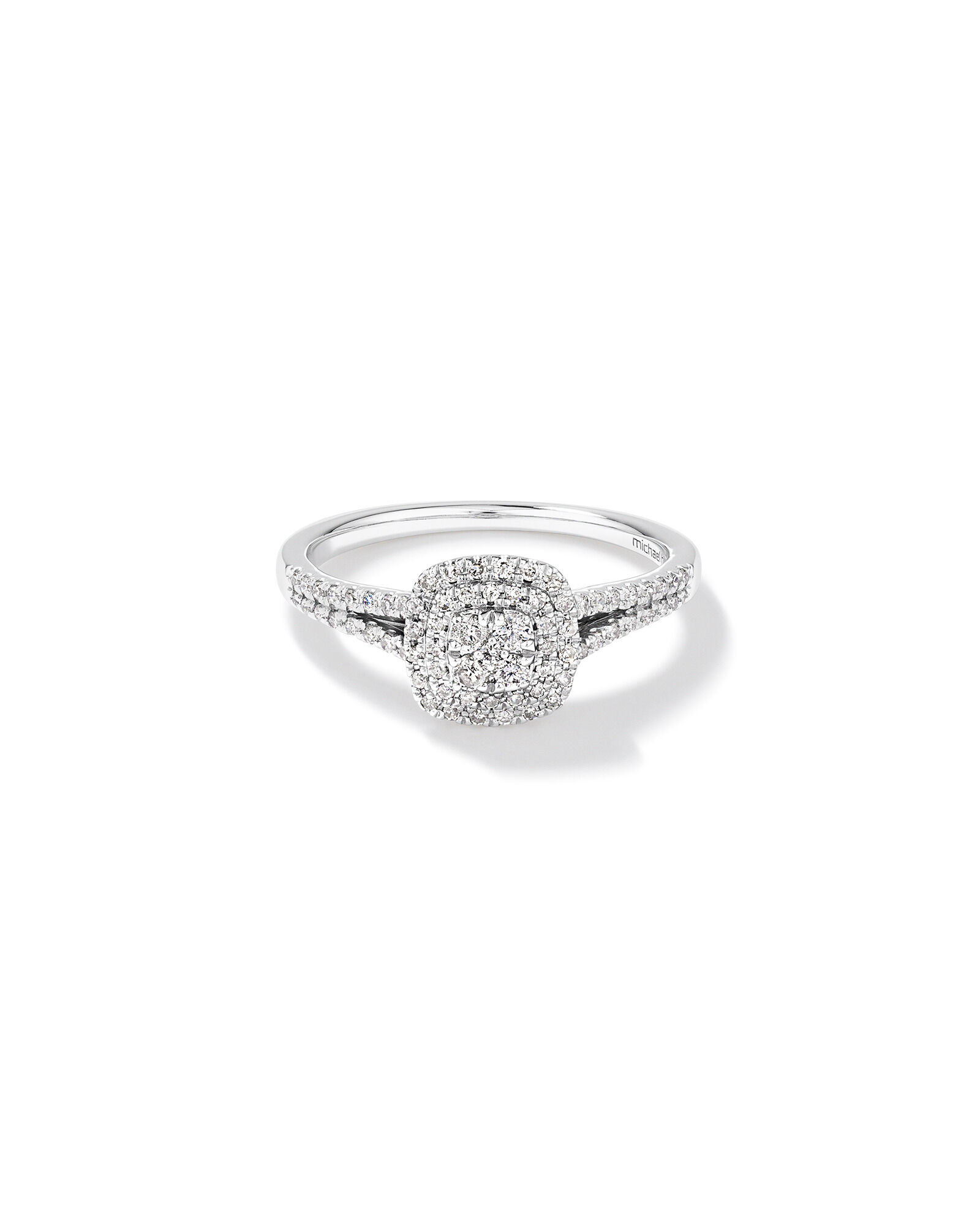 0.30 Carat TW Cushion Shaped Cluster Halo Diamond Ring in 10kt White Gold