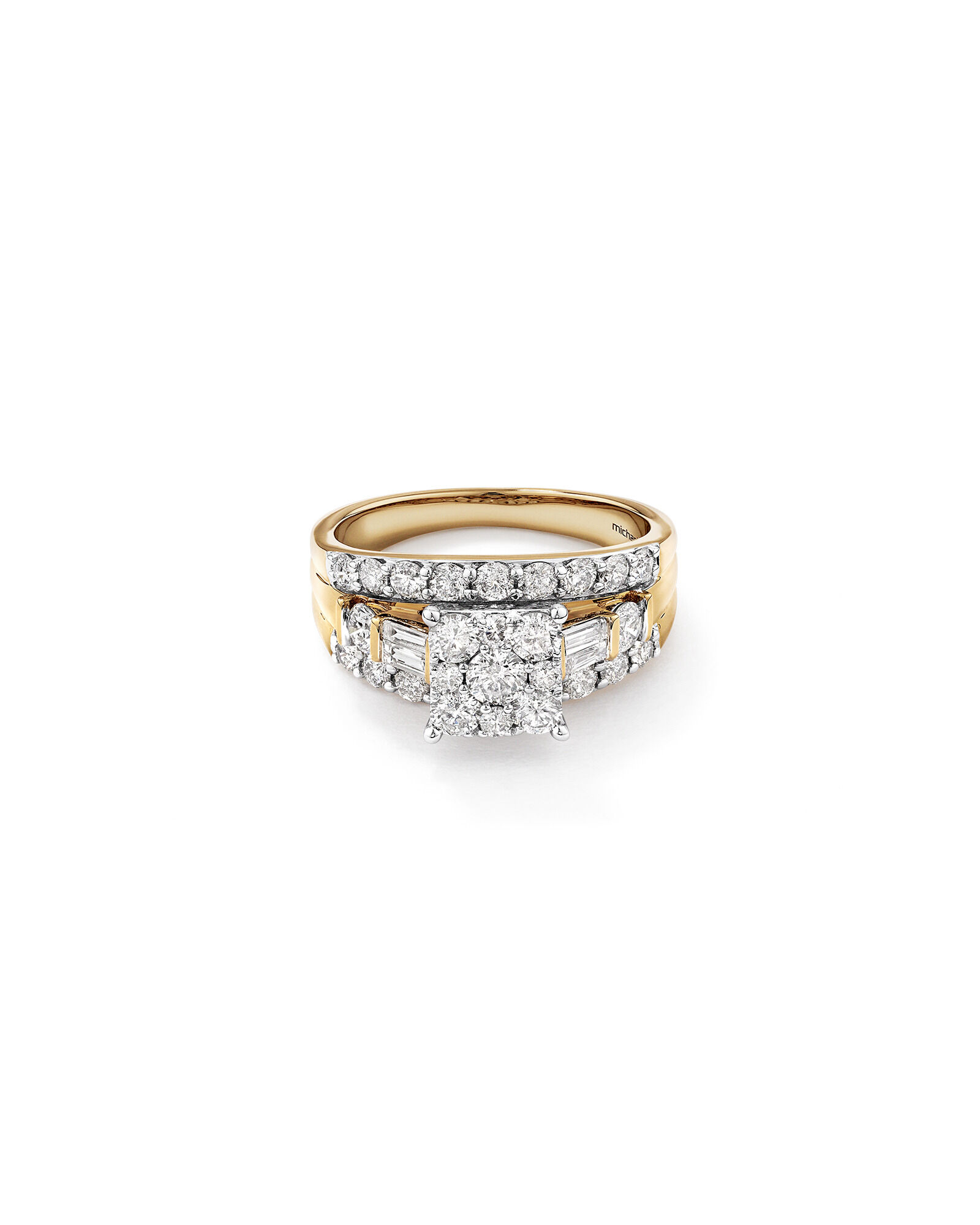 Engagement Ring with 1.75 Carat TW of Diamonds in 14kt White and Yellow Gold