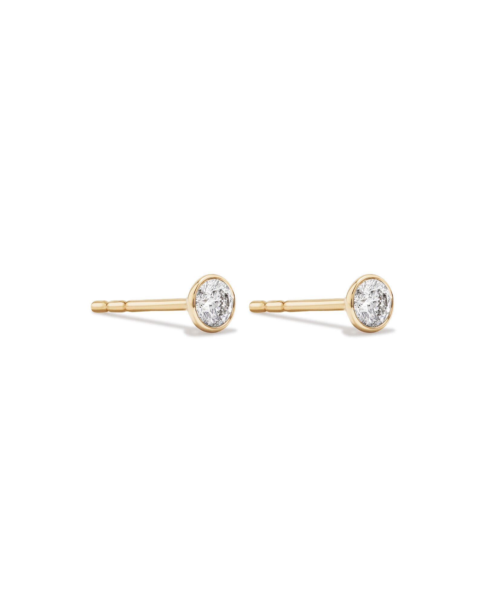 0.25 Carat TW Round Brilliant Diamond Solitaire Bezel Set Stud Earrings in 18kt Yellow Gold