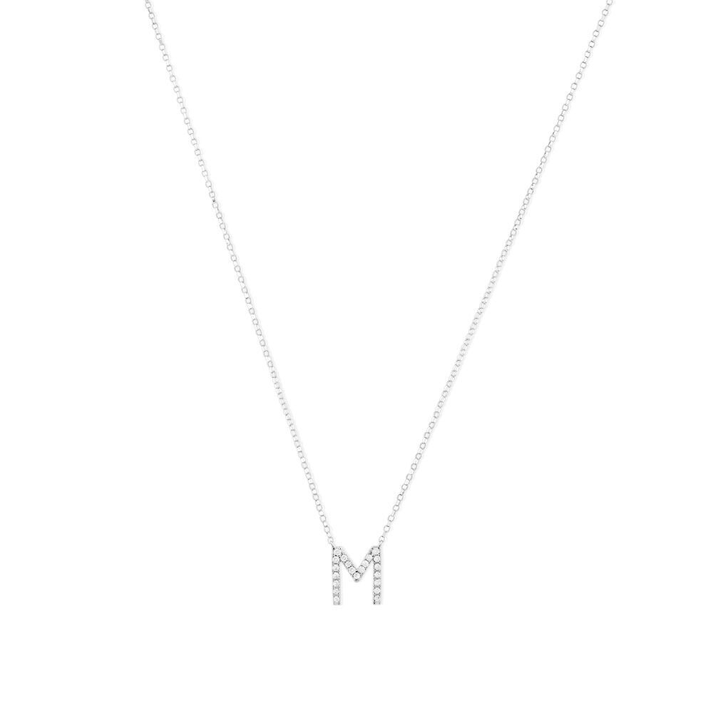 M' Initial necklace with 0.10 Carat TW of Diamonds in 10kt White Gold