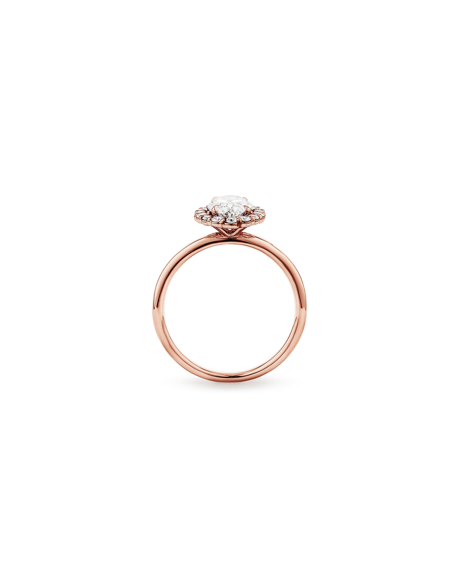 1.46 Carat TW Oval Cut Laboratory-Grown Diamond Halo Engagement Ring in 14kt Rose Gold