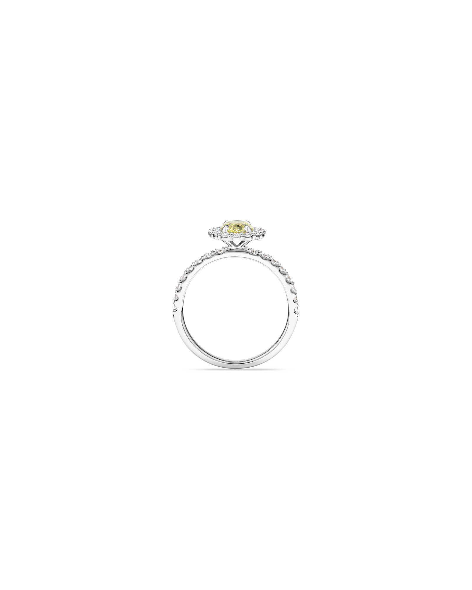 1.54 Carat TW Yellow Oval Cut Laboratory-Grown Diamond Halo Engagement Ring in 14kt White Gold