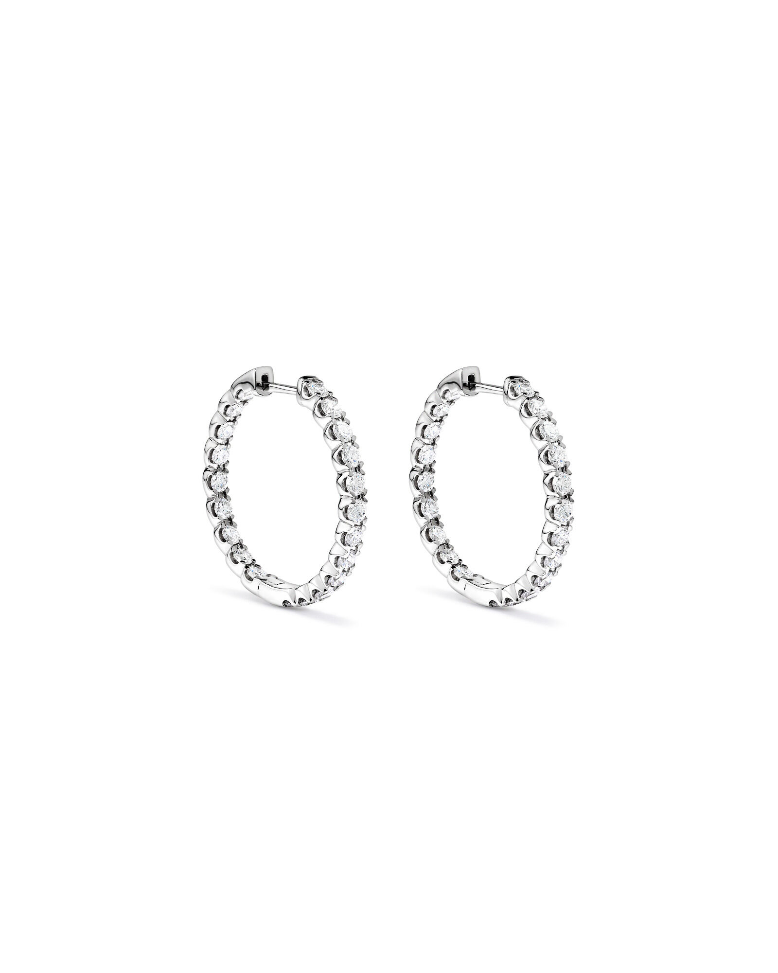 2,00TW Boucles d&rsquo;oreilles &agrave; cerceau en diamant &agrave; l&rsquo;envers en laboratoire en argent -Medium