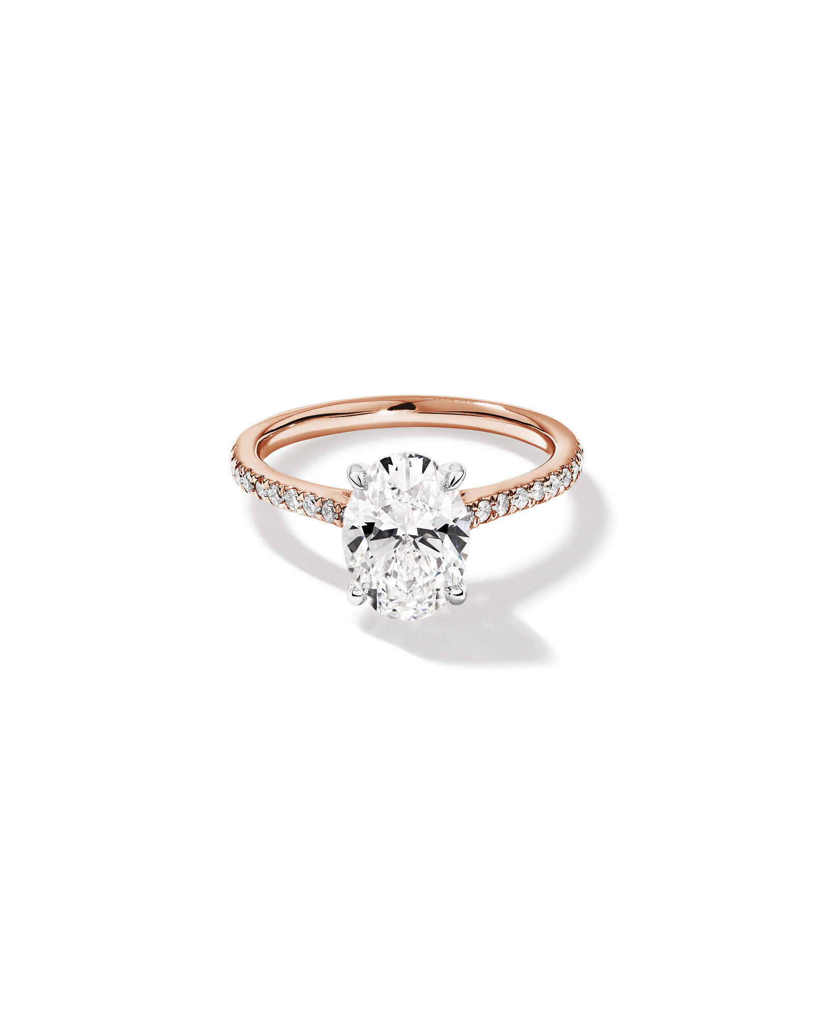 2.20 Carat TW Oval Cut Laboratory-Grown Diamond Engagement Ring in 14kt Rose & White Gold