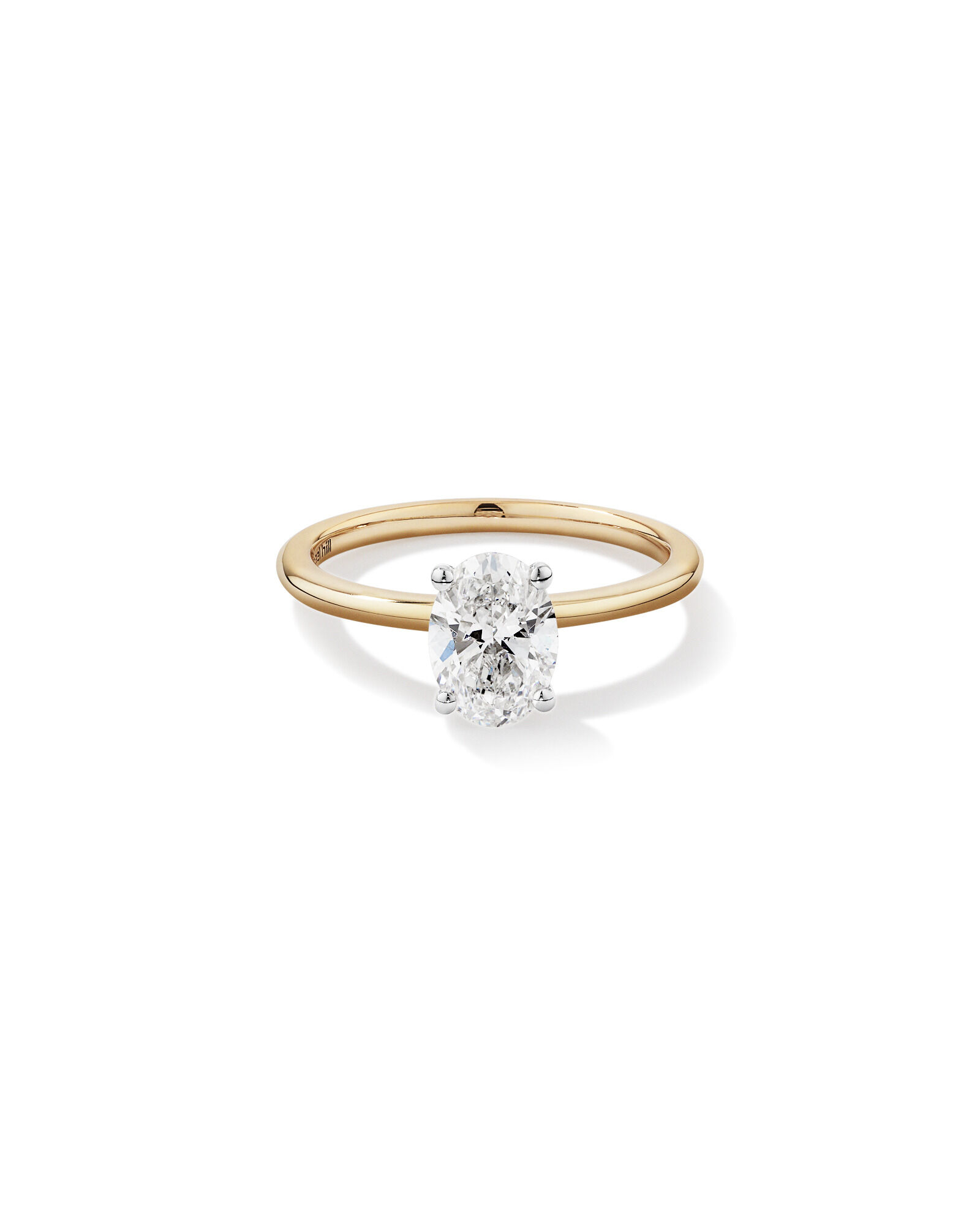 Bague de fian&ccedil;ailles en diamant solitaire ovale cultiv&eacute;e en laboratoire de 1,25 carat en or jaune et blanc 14 carats