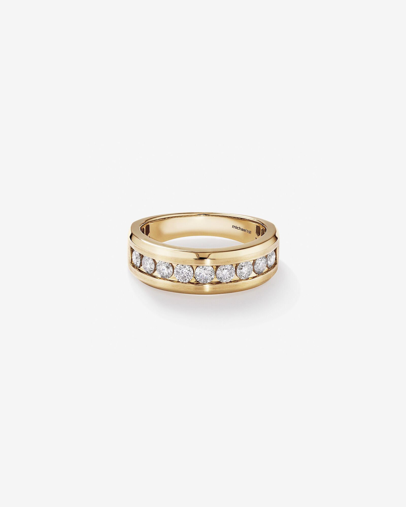 1.00 Carat TW Round Brilliant Half Bevelled Edge Channel Set Men's Ring in 10kt Yellow Gold