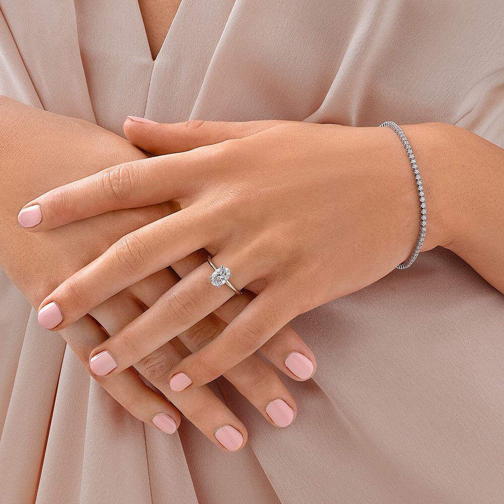 0.90 Carat TW Laboratory-Grown Diamond Tennis Bracelet set in 10kt White Gold