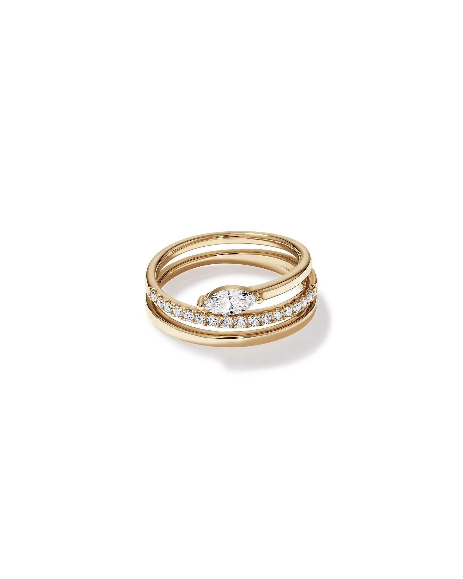 0.43 Carat TW Round Brilliant and Marquise Cut Laboratory-Grown Diamond Bypass Ring in 10kt Yellow Gold