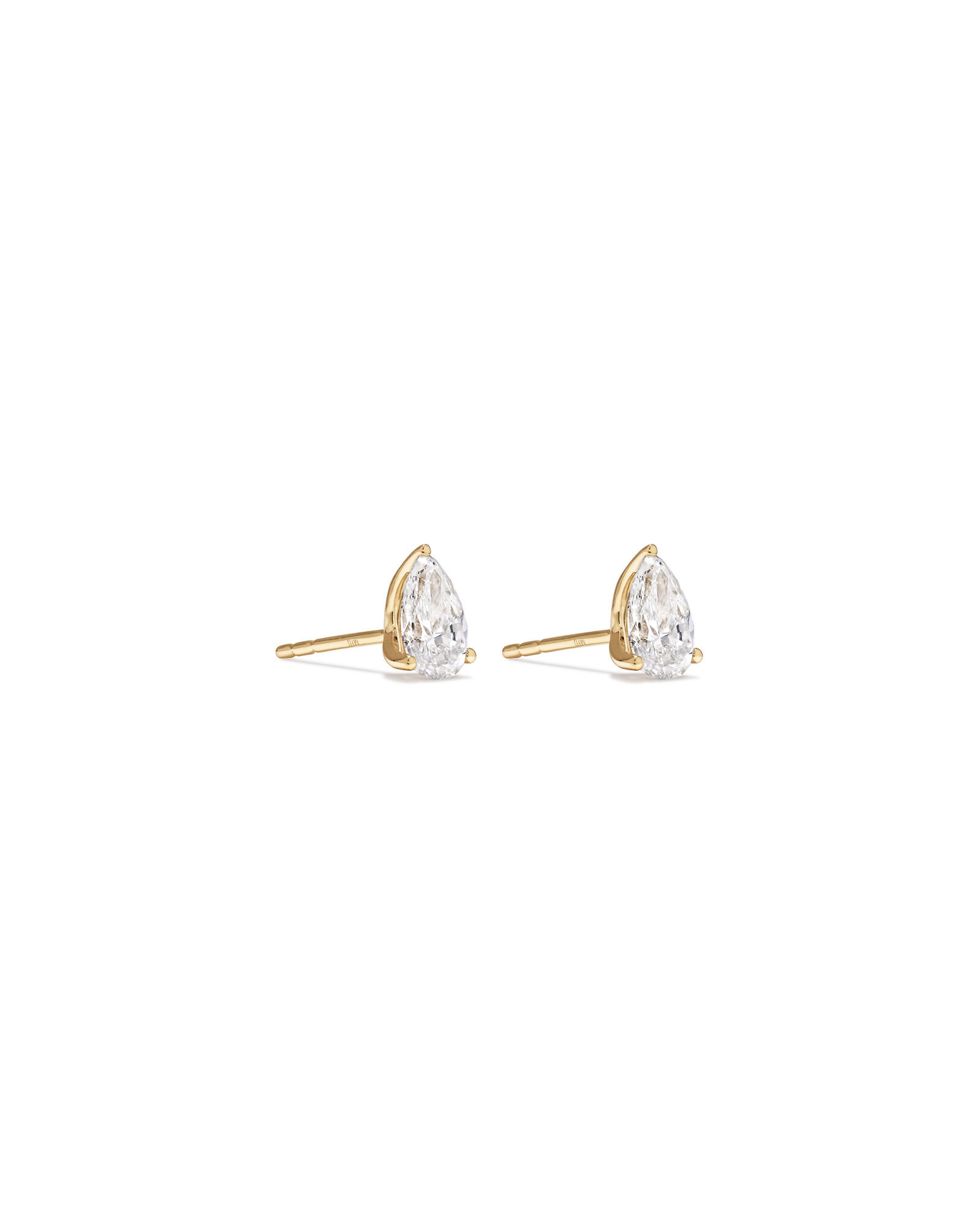 1.00 Carat TW Pear Cut Laboratory-Grown Diamond Solitaire Stud Earrings in 10kt Yellow Gold
