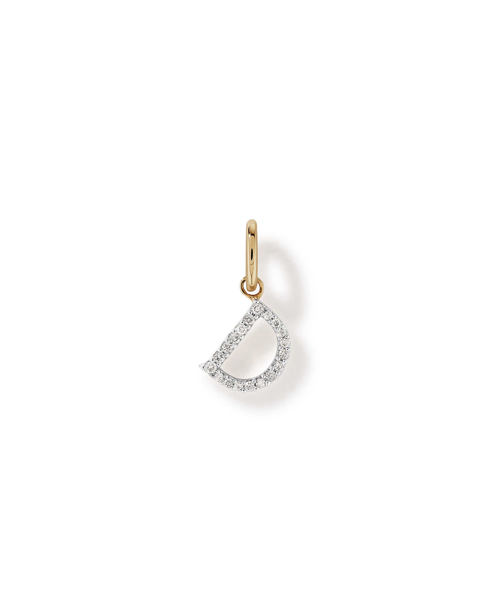 Diamond Letter D Initial Pendant in 10kt Yellow Gold