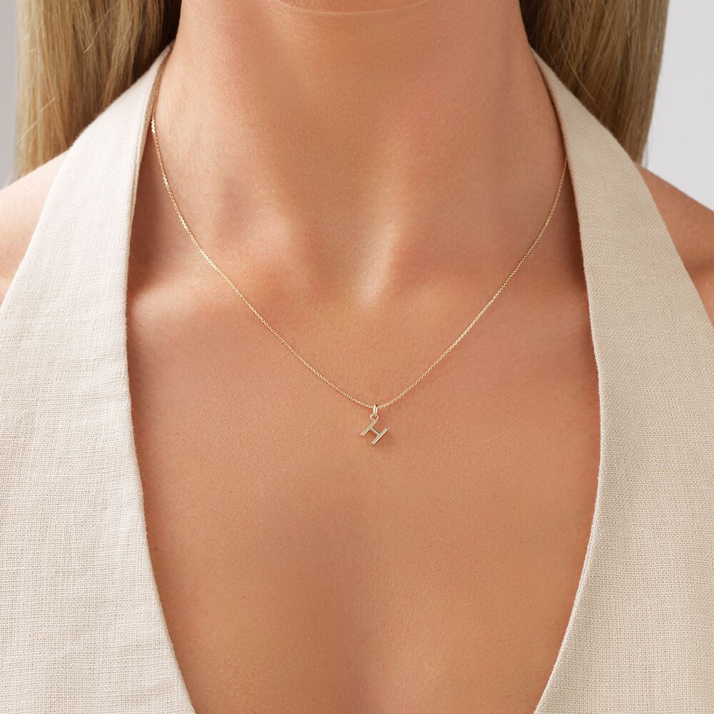 "H" Initial Pendant with Chain in 10kt Yellow Gold