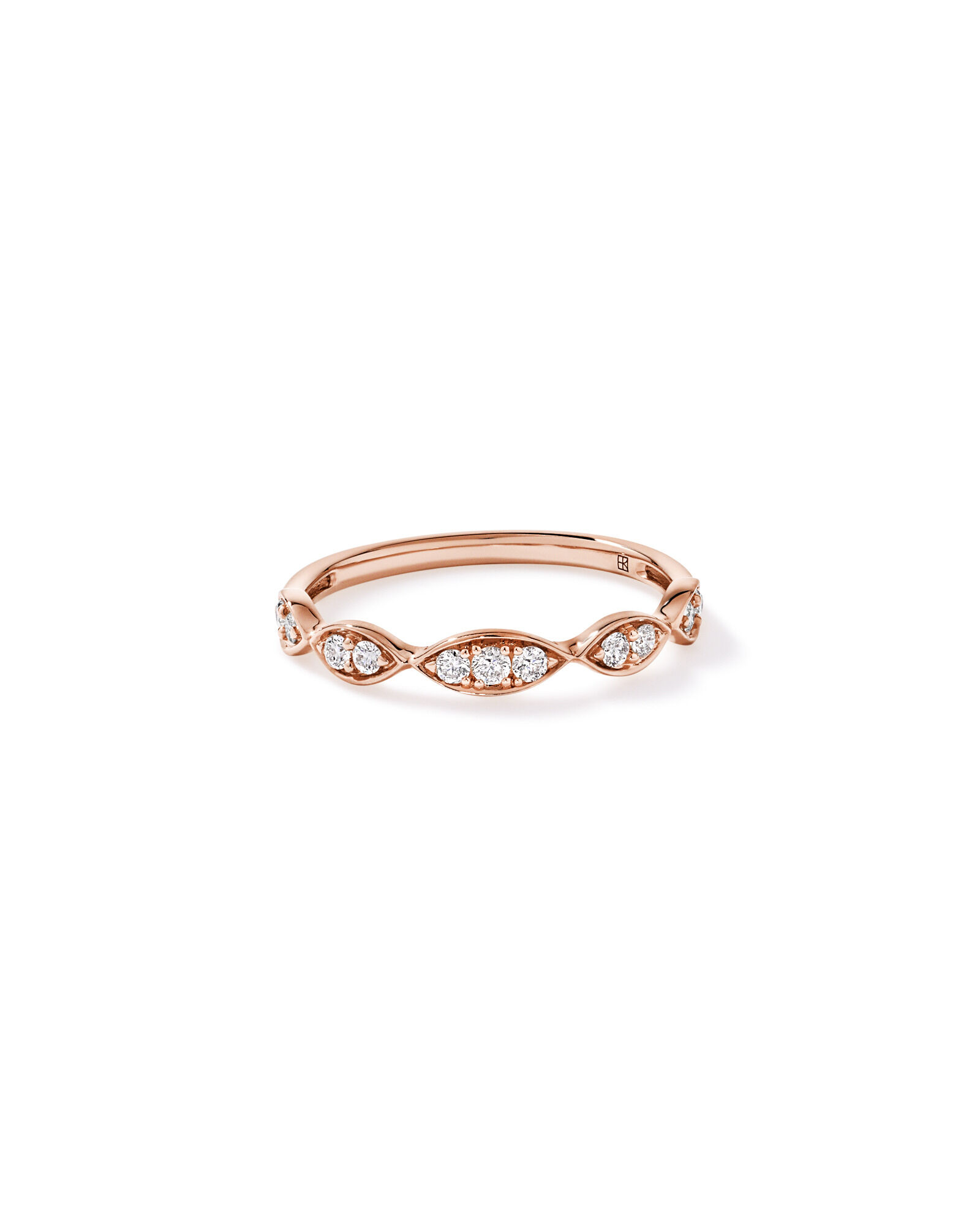 Alliance torsad&eacute;e en or rose 14 carats avec diamants (poids total de 0,20 carat)