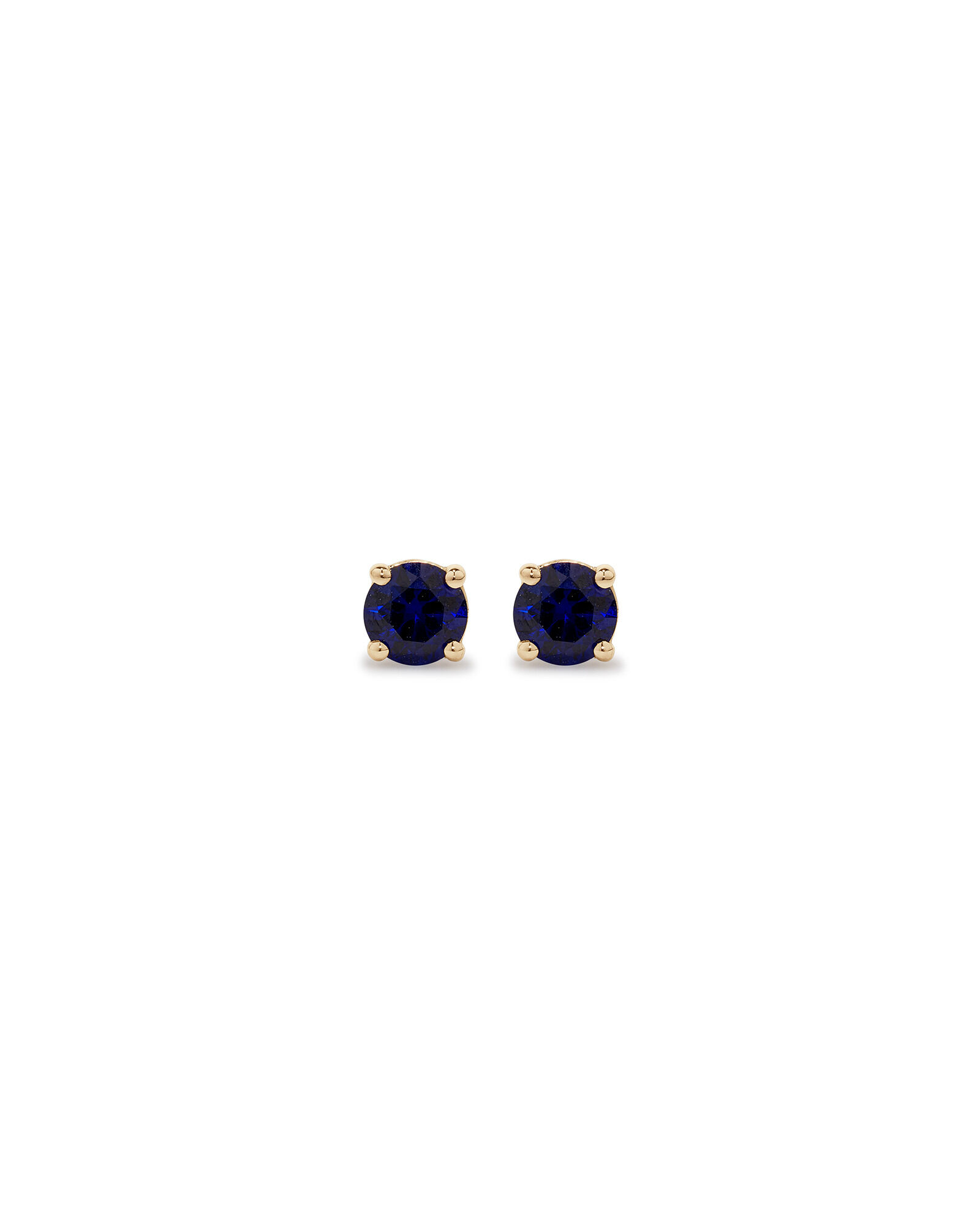Stud Earrings with Blue Created Sapphire  in 10kt Yellow Gold