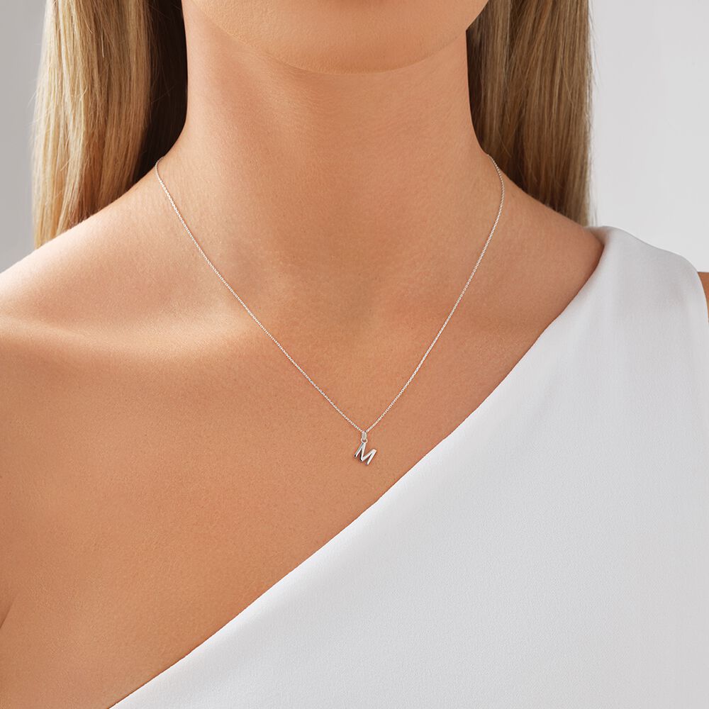 "M" Initial Pendant in Sterling Silver