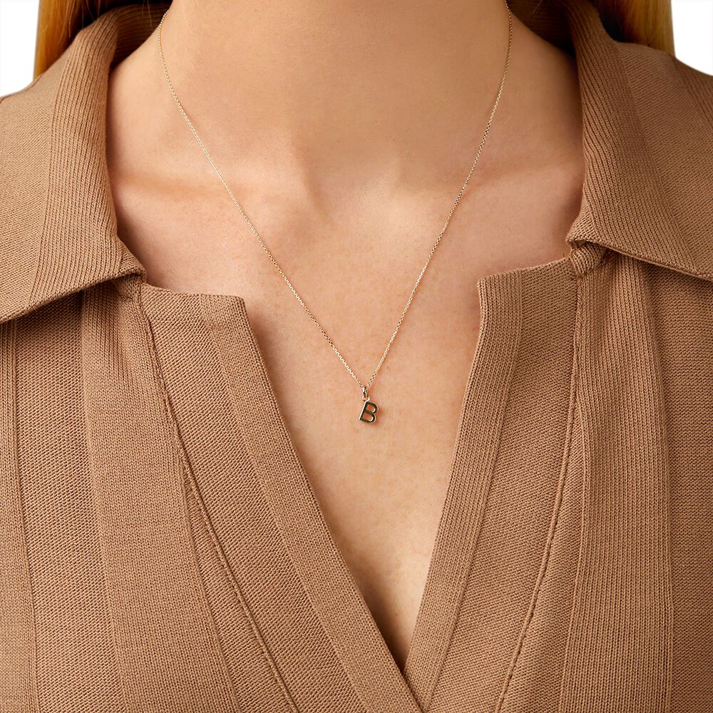 B Initial Pendant in 10kt Yellow Gold