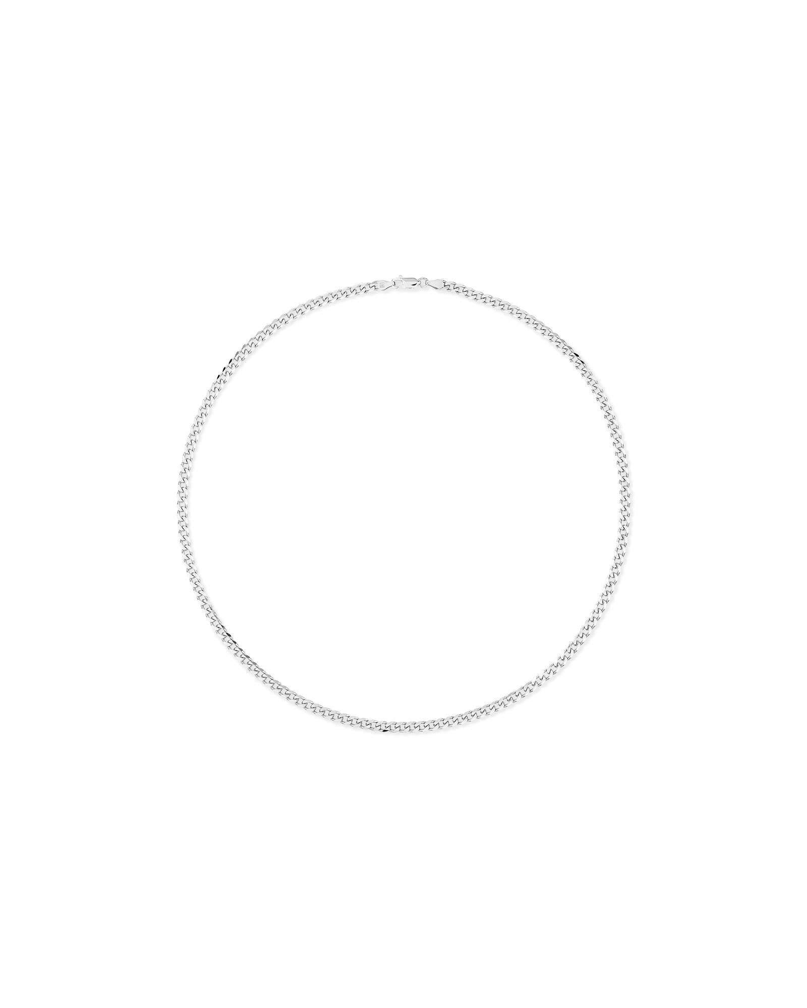 55cm (22") 4.30mm Width Bevelled Curb Chain Necklace  in Sterling Silver