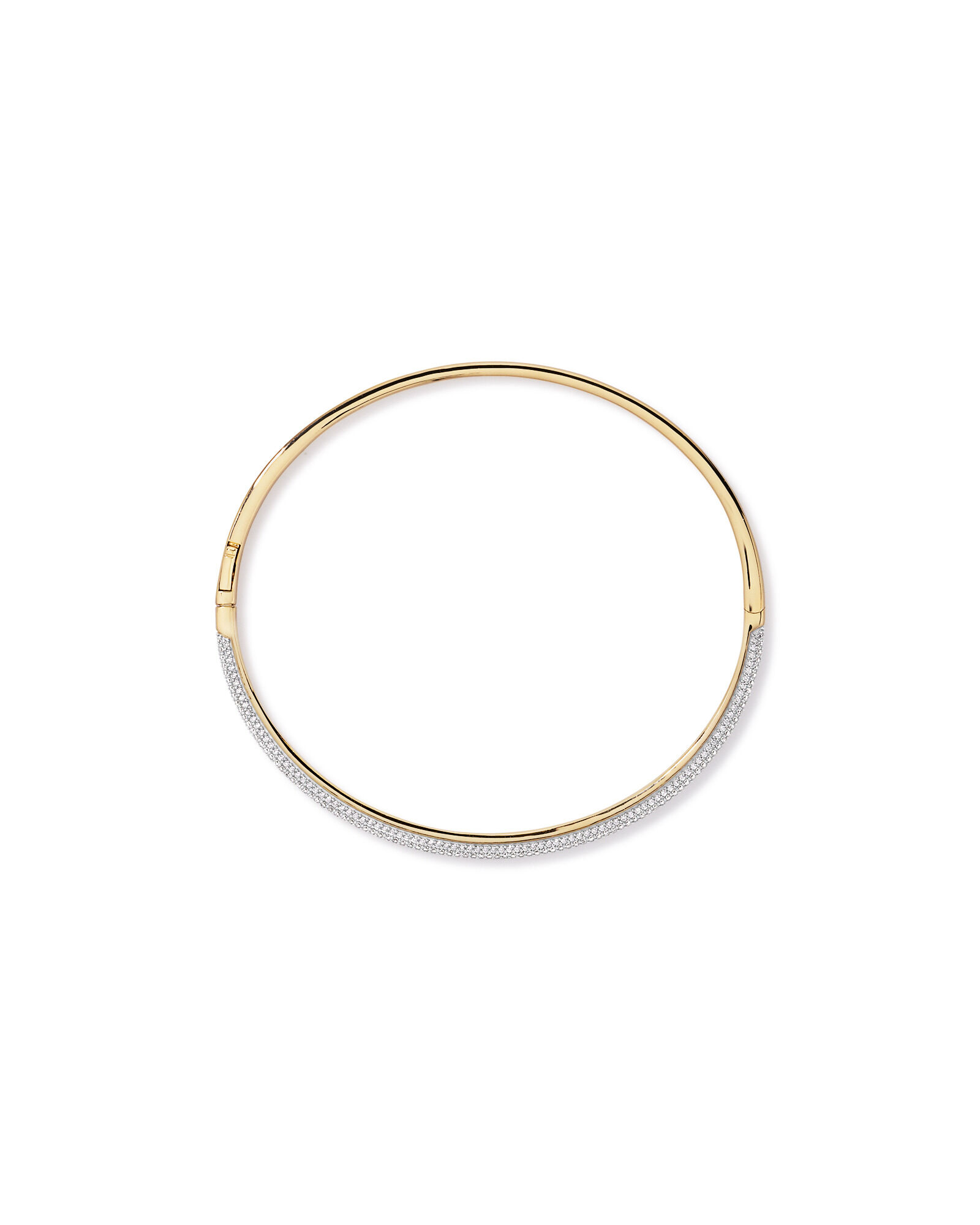 62mm Slim Pav&eacute; Hinged Bangle with Cubic Zirconia in 18kt Vermeil