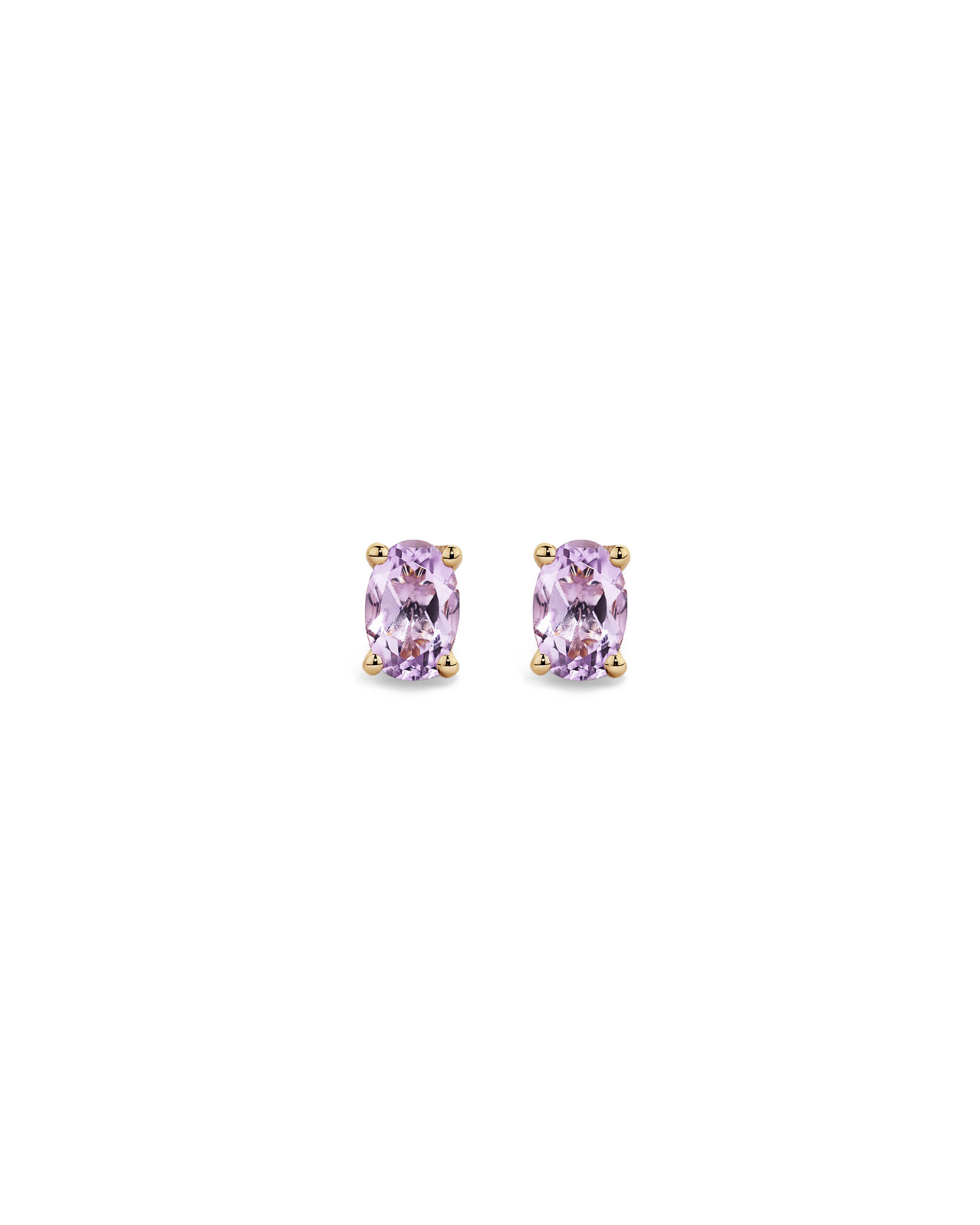 Oval Rose Amethyst Stud Earrings in 10kt Yellow Gold