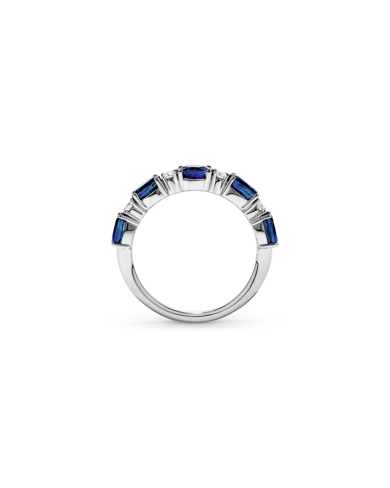 Bague alternative en diamant TW en saphir australien et 0,12 carat en or blanc 10 carats