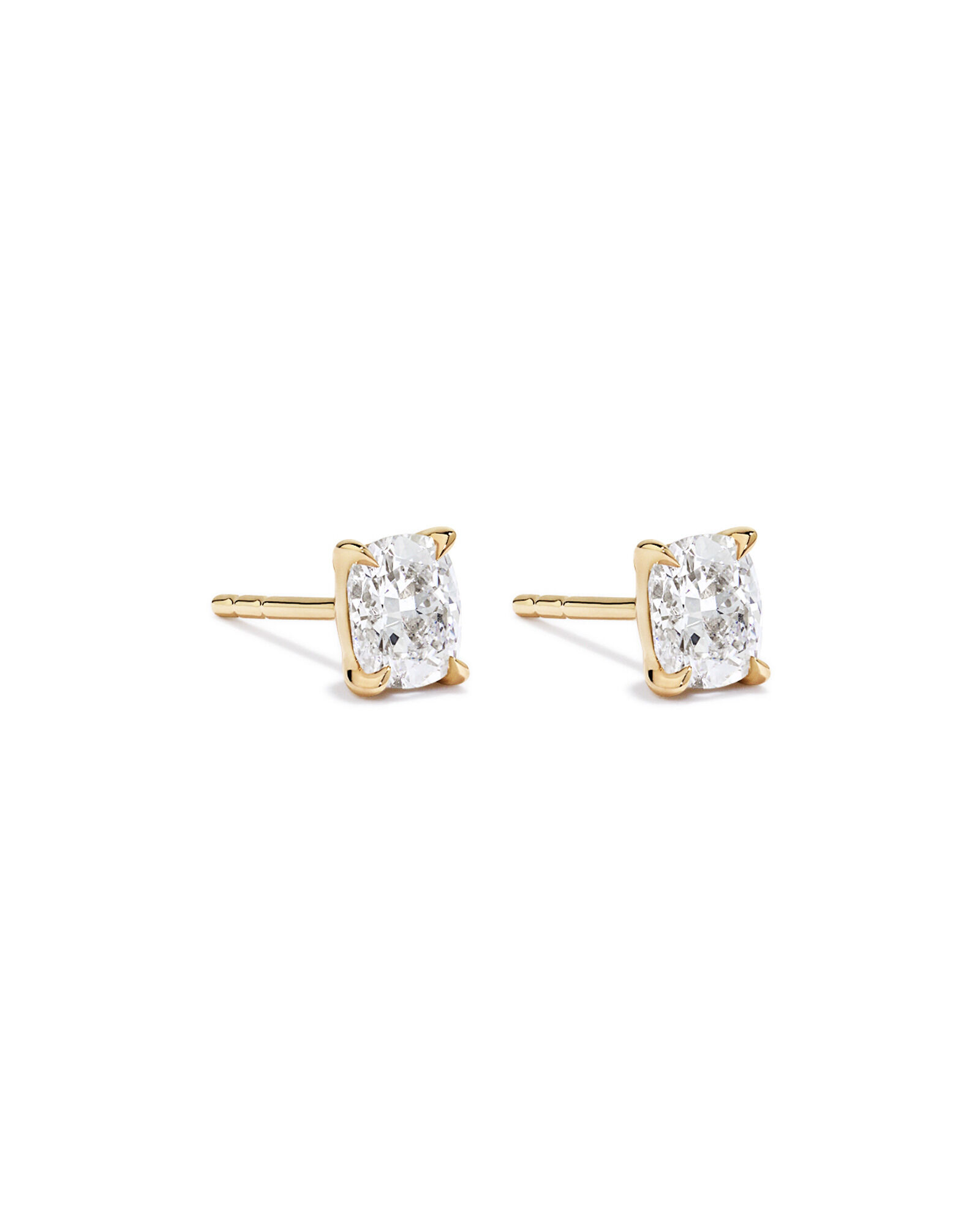 Boucles d&rsquo;oreilles en coussin en diamant cultiv&eacute;es en laboratoire de 1,00 carat en or jaune 10 carats