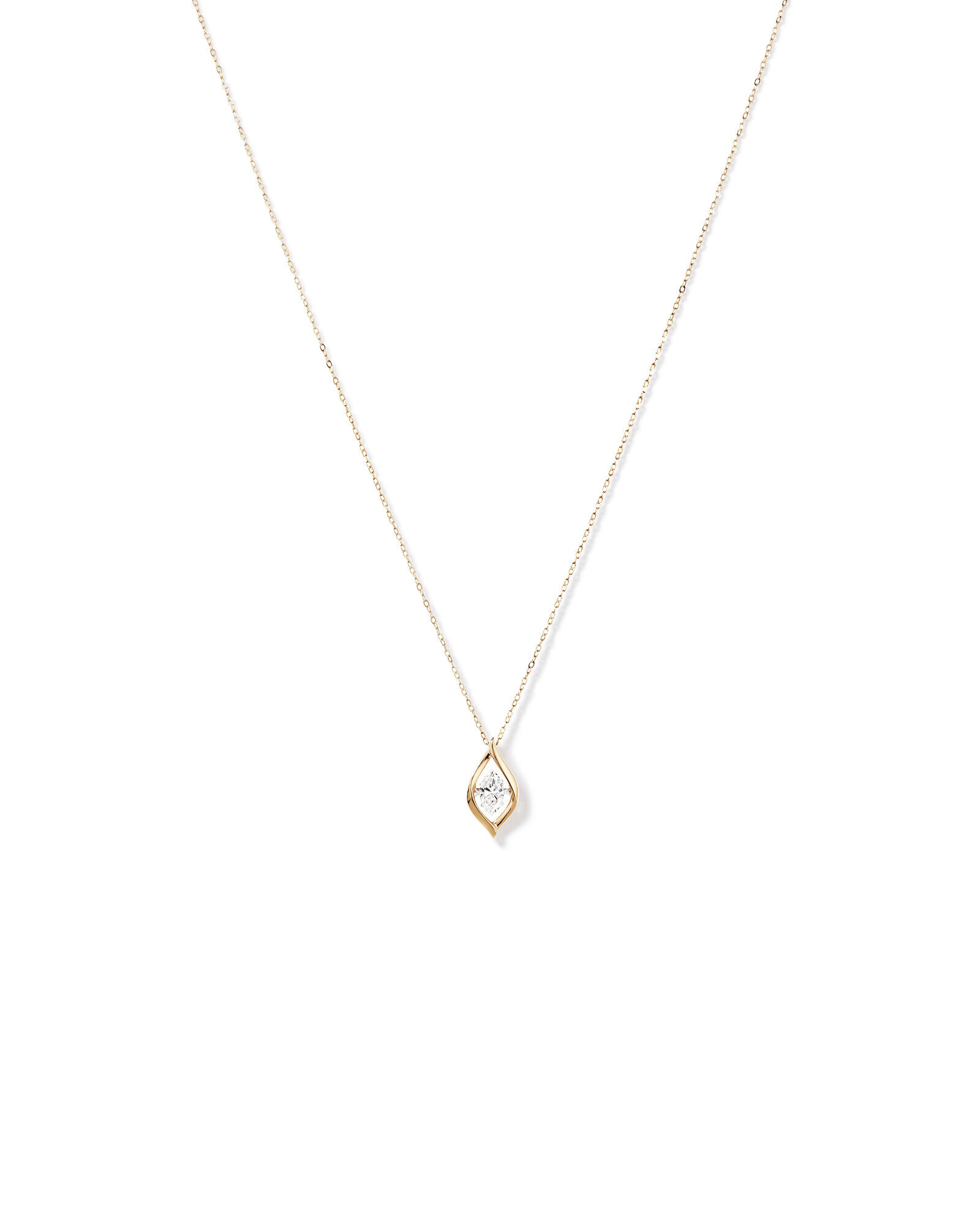 Lume Lab Marquise Pendant with 0.50 Carat TW of Laboratory-Grown Diamond in 10kt Yellow Gold