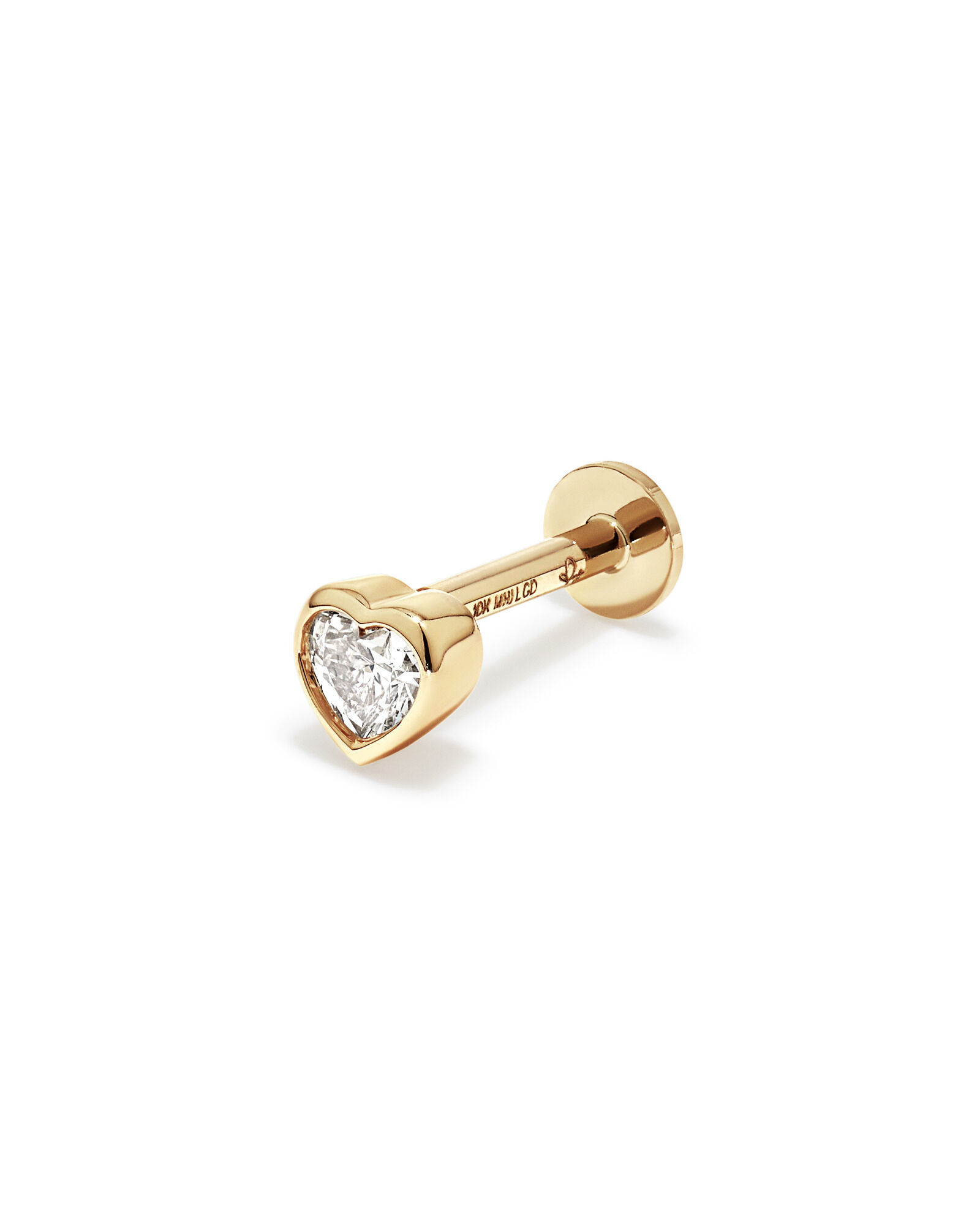 0.08 Carat TW Laboratory-Grown Diamond Heart Helix Earring in 10kt Yellow Gold