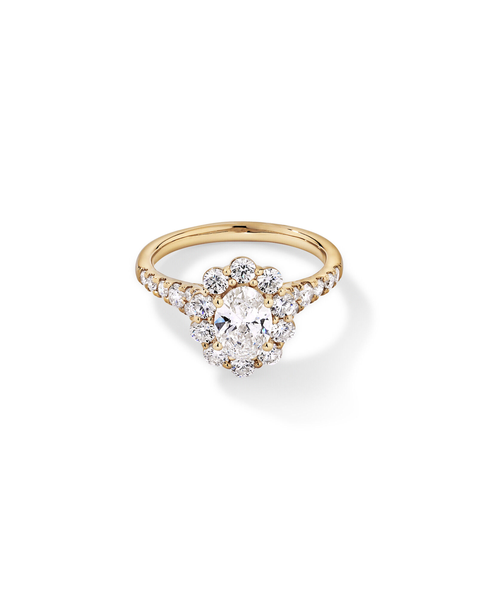 2.15 Carat TW Oval Halo Laboratory-Grown Diamond Ring in 14kt Yellow Gold