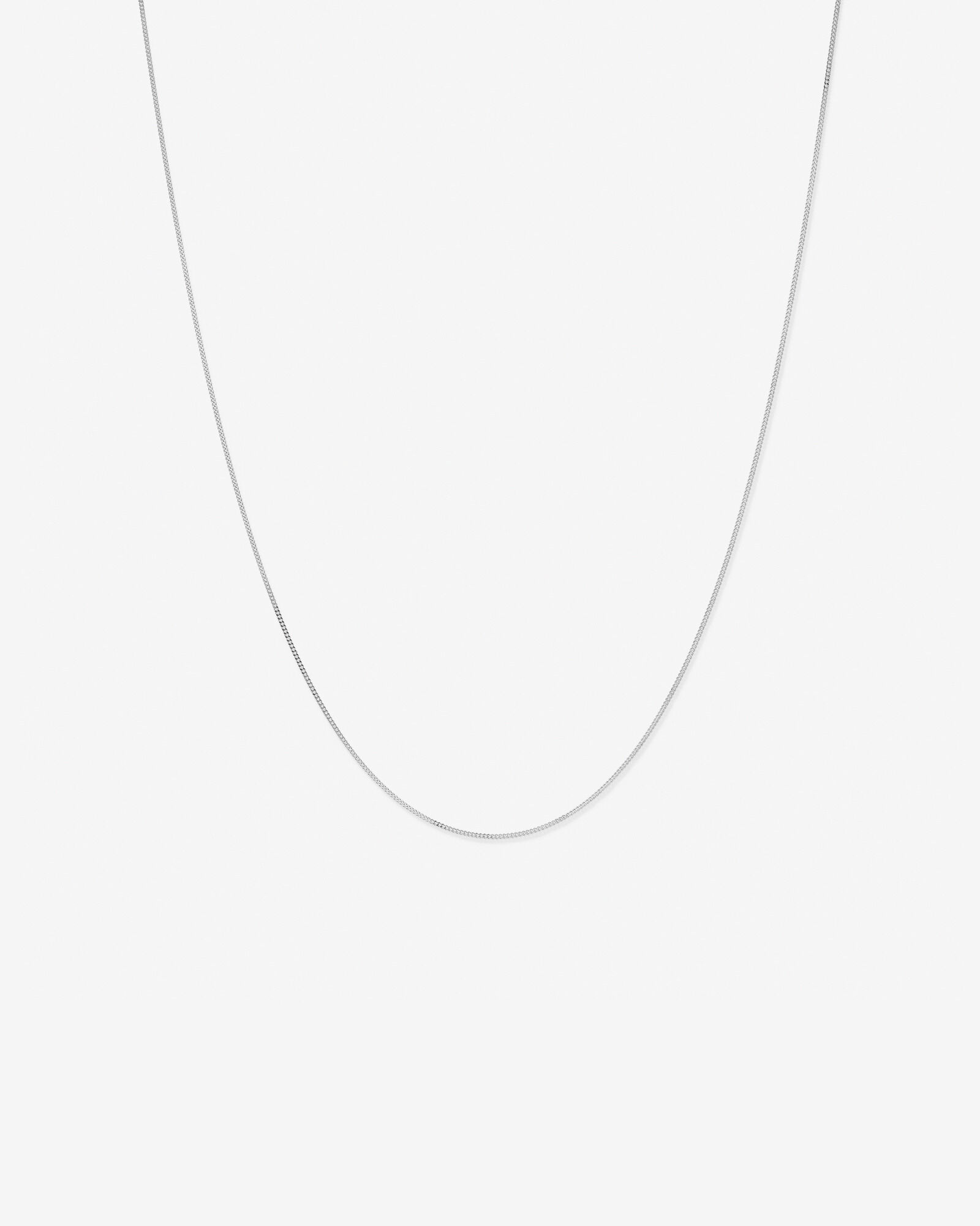 65cm (17") 1.05mm Width Solid Diamond Cut Curb Chain in 10kt White Gold