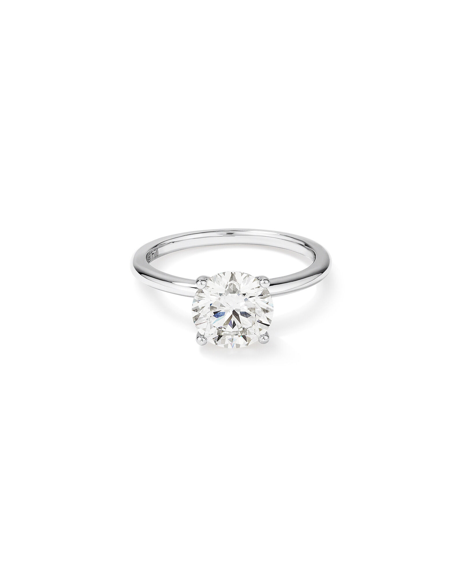 Bague de fian&ccedil;ailles ronde TW Brilliant Brilliant Diamant Solitaire Cultiv&eacute;e en Laboratoire 2 Carats en or blanc 14 carats