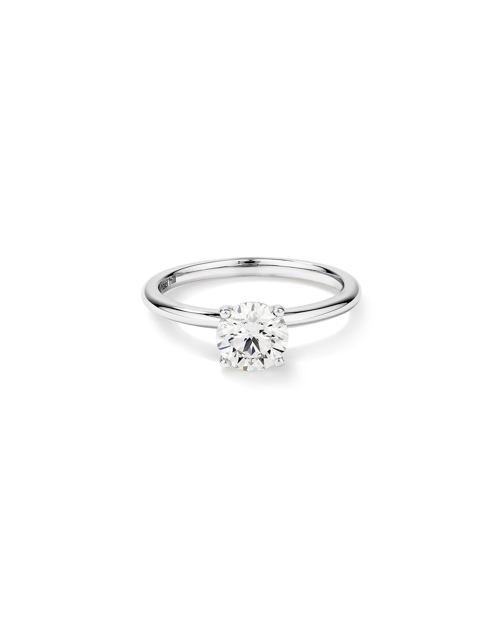 Bague de fian&ccedil;ailles en diamant solitaire ronde brillante cultiv&eacute;e en laboratoire de 1 carat en or blanc 14 carats