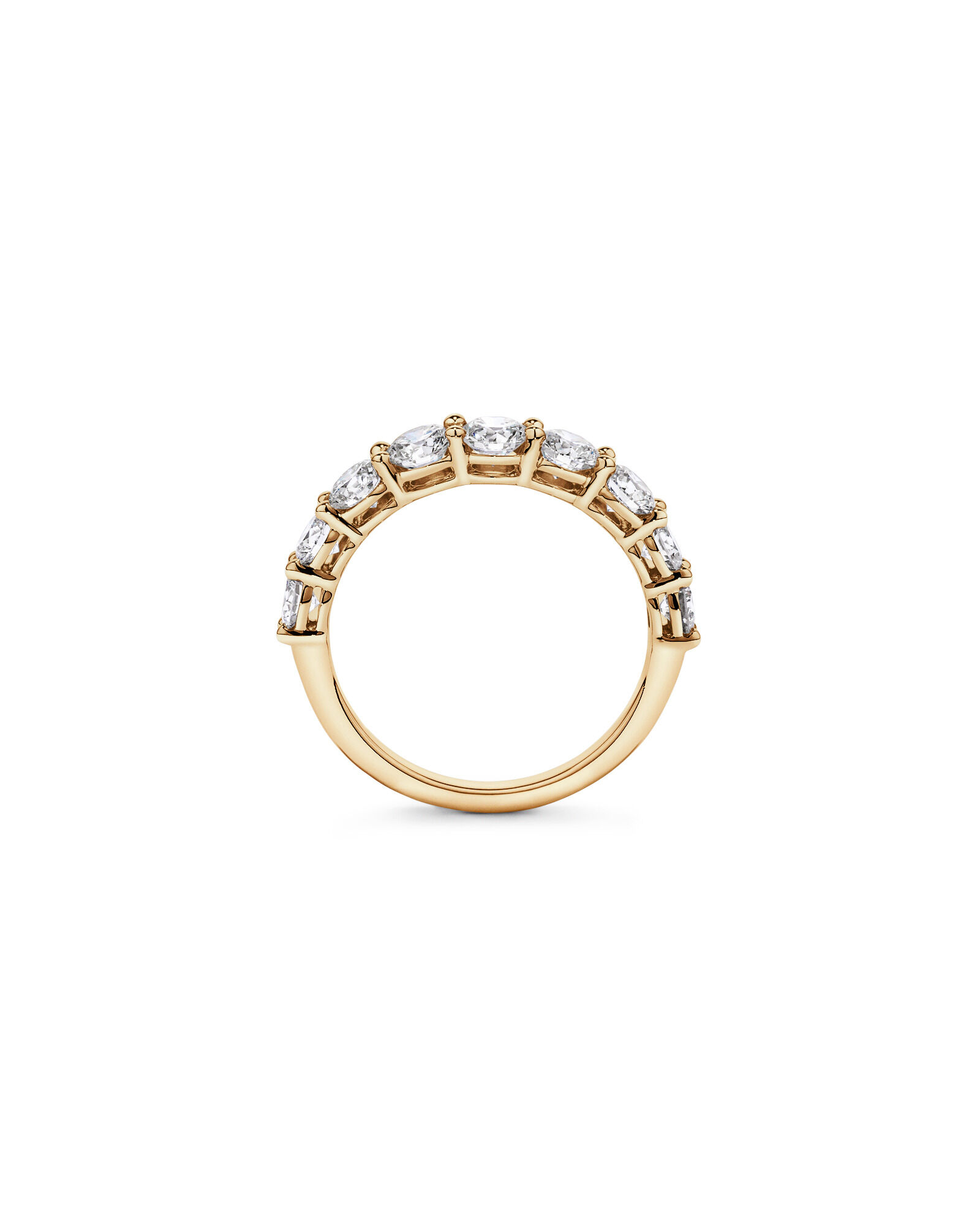 Alliance en or jaune 14 carats sertie d'un diamant rond brillant de synth&egrave;se de 1,75 carat (poids total)