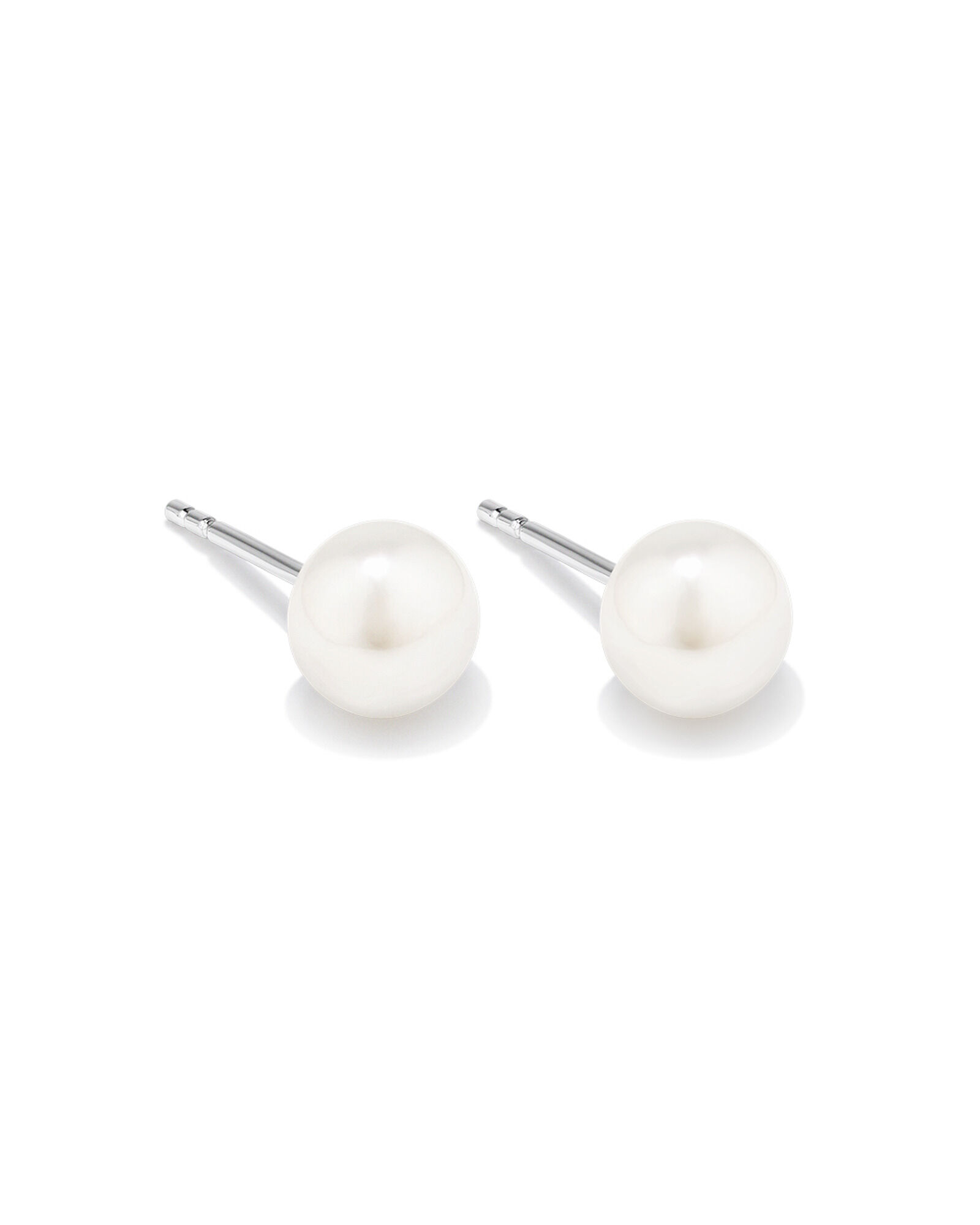 Boutons d'oreilles en argent sterling avec perles d'eau douce de culture en forme de bouton de 6-6.5 mm