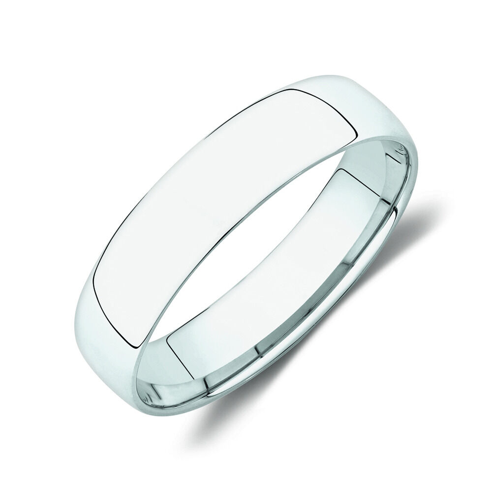 5mm Lite Half Round Wedding Band in 10kt White Gold