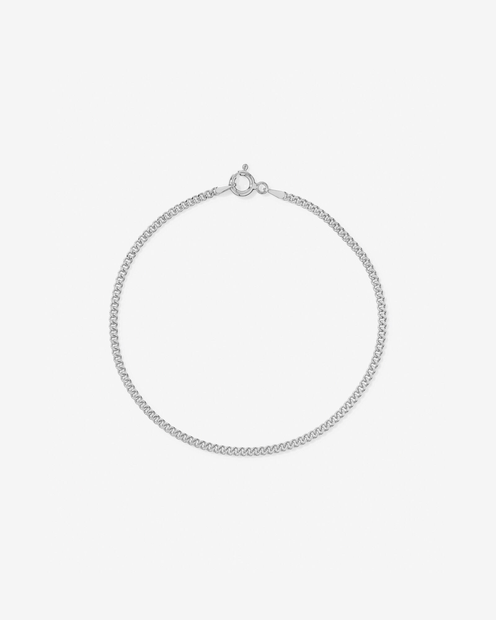 23cm (17") 2.1mm Width Solid Diamond Cut Curb Bracelet in 10kt White Gold