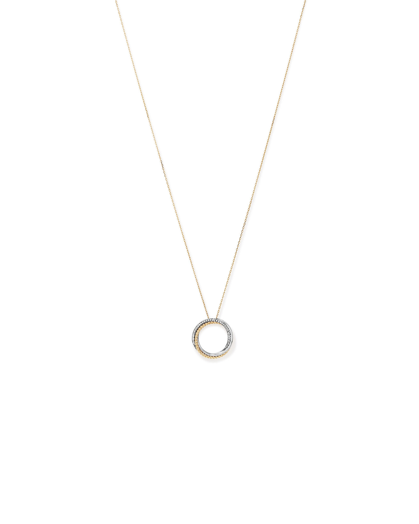 0.11 Carat TW Diamond Triple Circle Crossover Pendant Necklace in Sterling Silver & 10kt Yellow Gold