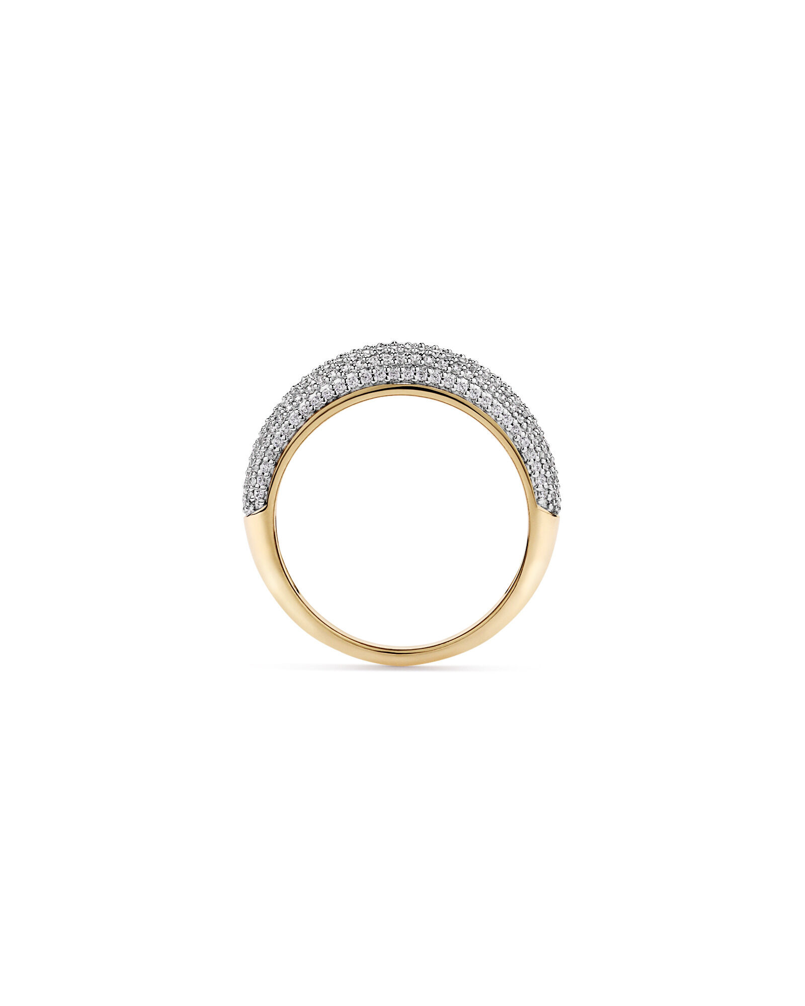 Pav&eacute; Dome Ring with Cubic Zirconia in 18kt Vermeil - 8mm