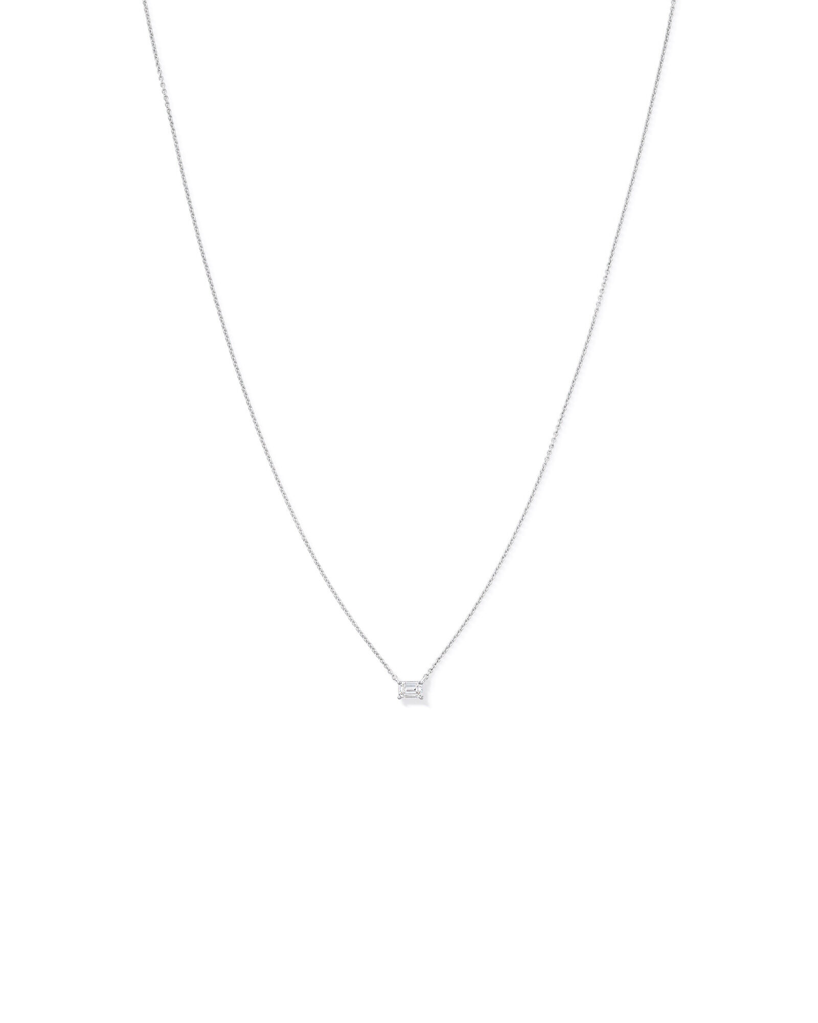 0.50TW Lab Diamond Solitaire Emerald Cut Necklace in Silver