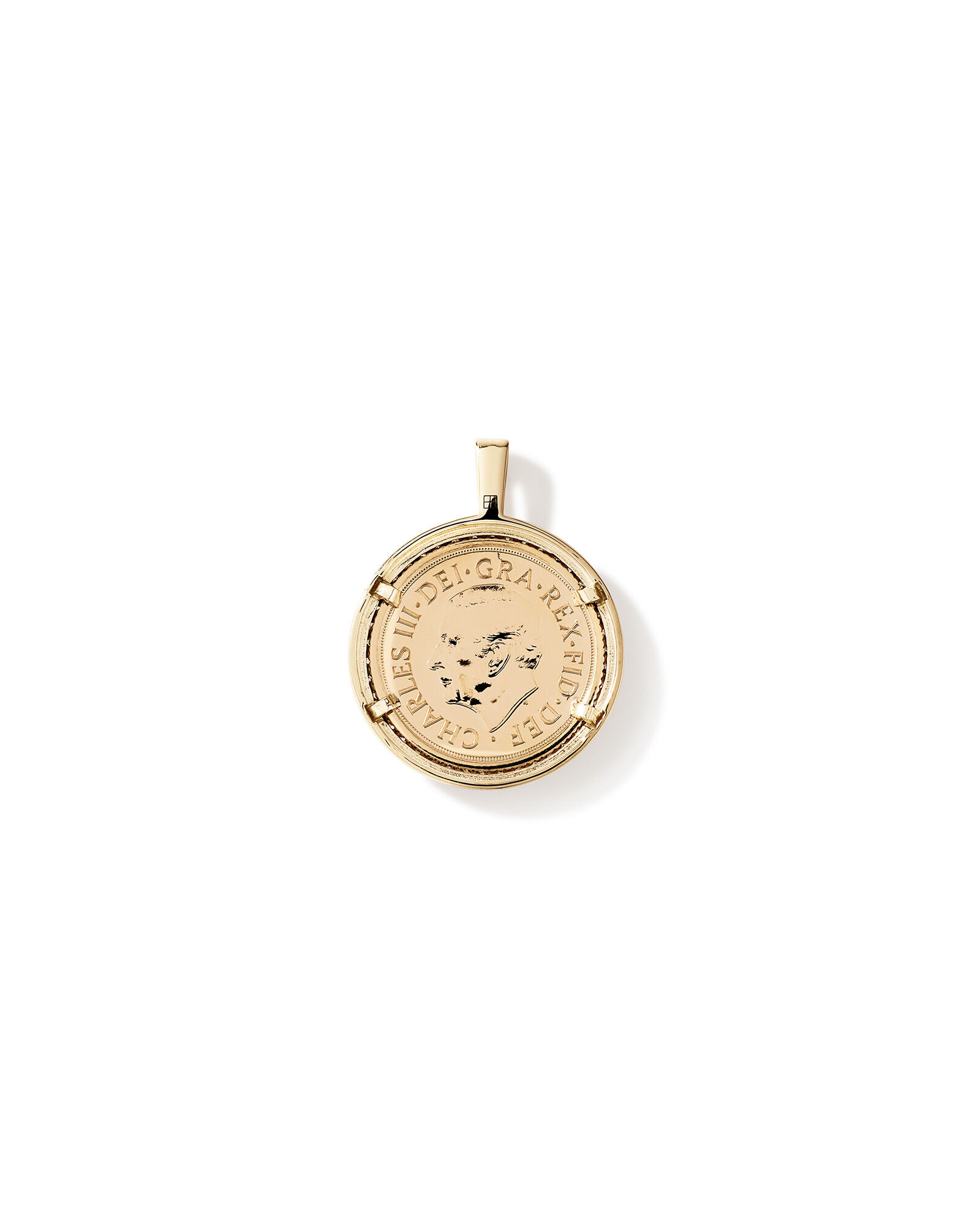 0.38 Carat TW Diamond Half Sovereign Medallion Pendant in 10kt and 22kt Yellow Gold