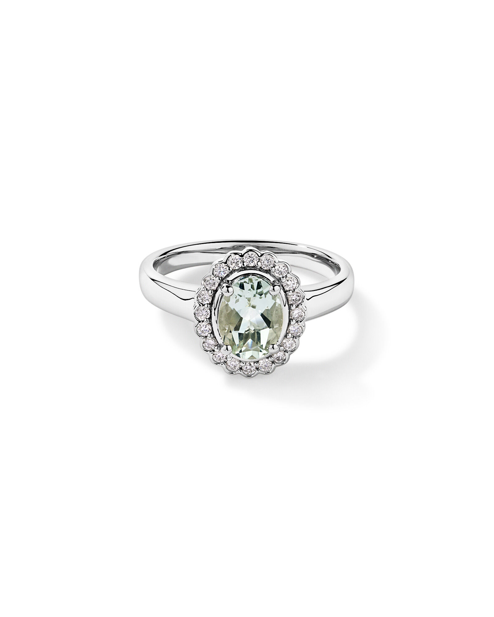 Am&eacute;thyste verte et 0,20TW de bague Halo en diamant en or blanc 10 carats