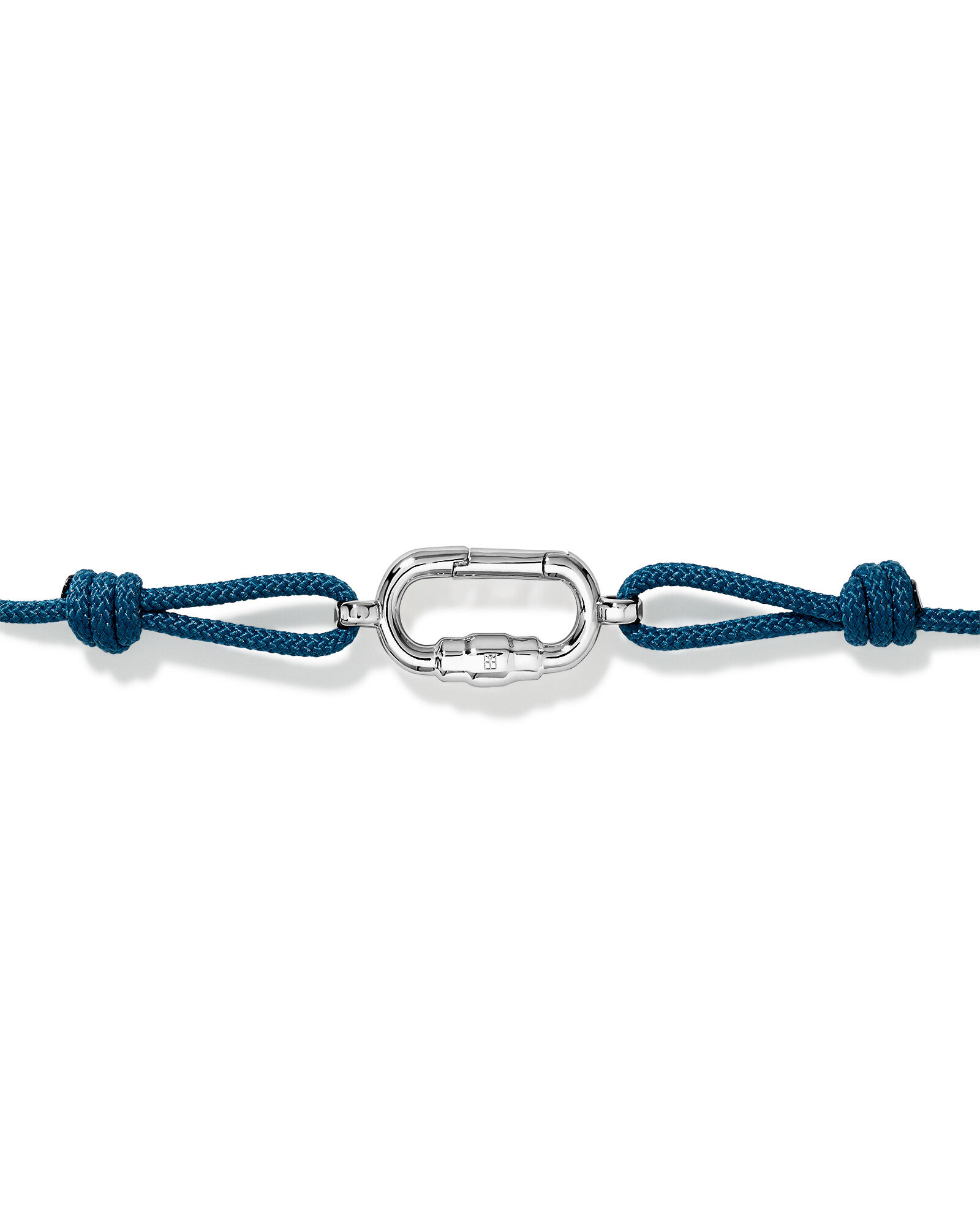 Blue Double Knotted Cord Bracelet in Sterling Silver