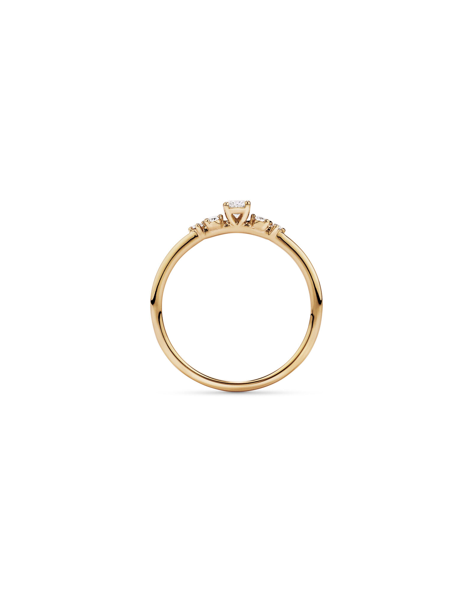 Bague de promesse en or jaune 10 carats avec diamants de laboratoire taille ovale et brillant rond (poids total de 0,20 carat)