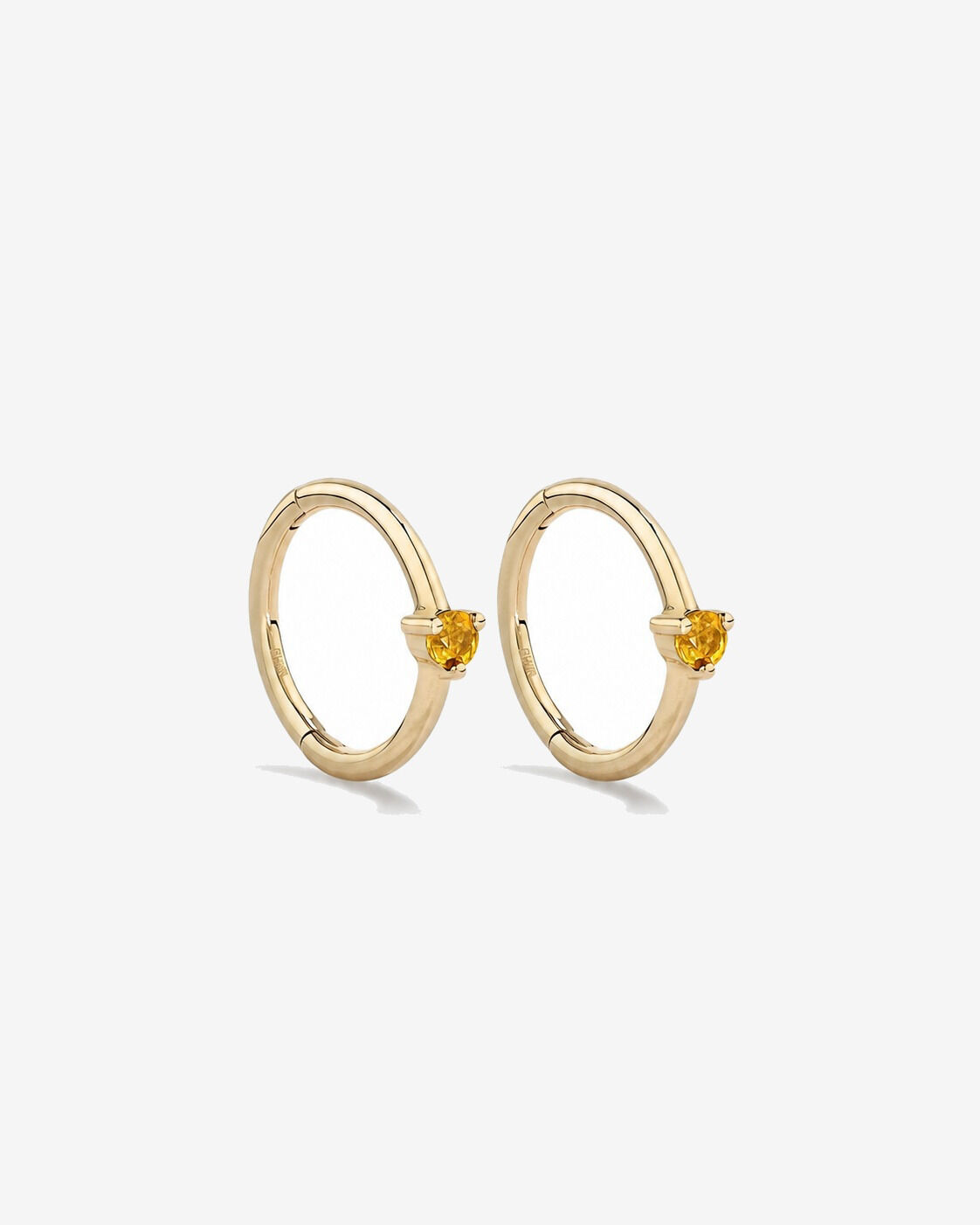 Cr&eacute;oles dormeuses en or jaune 10 carats avec citrine de 10 mm