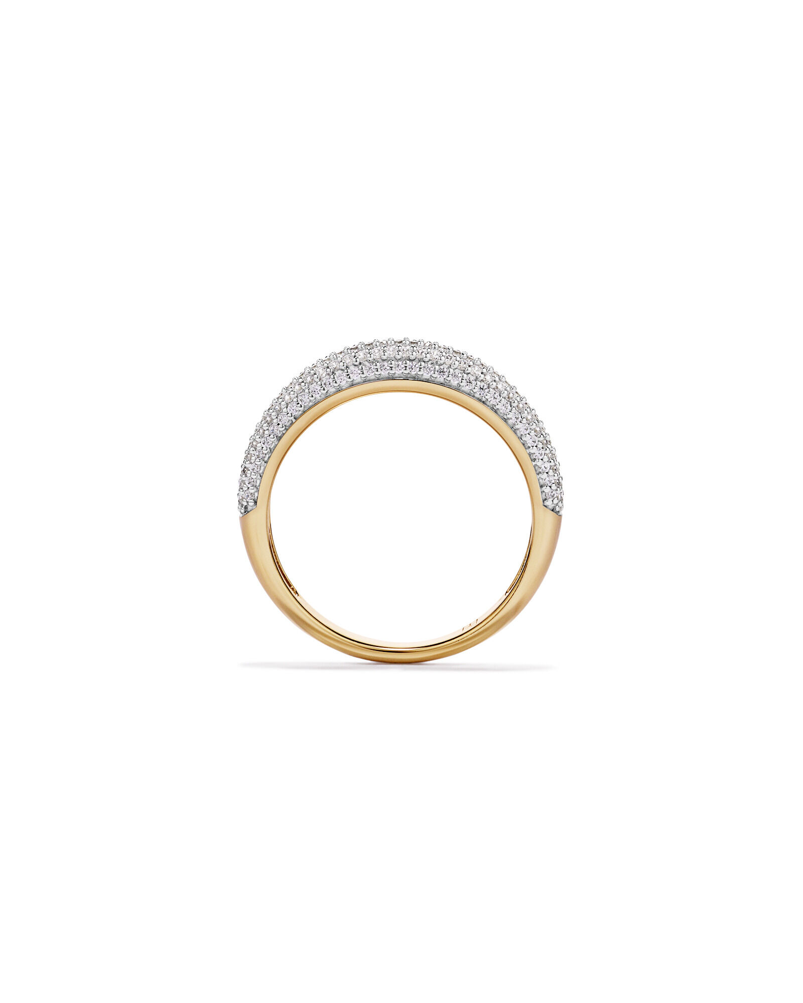 Slim Pav&eacute; Dome Ring with Cubic Zirconia in 18kt Vermeil