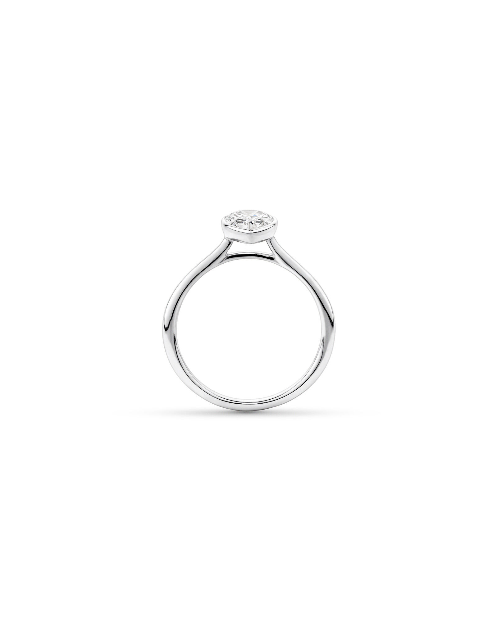 1.25 Carat TW Pear Cut Laboratory-Grown Diamond Solitaire Bezel Set Engagement Ring in 14kt White Gold