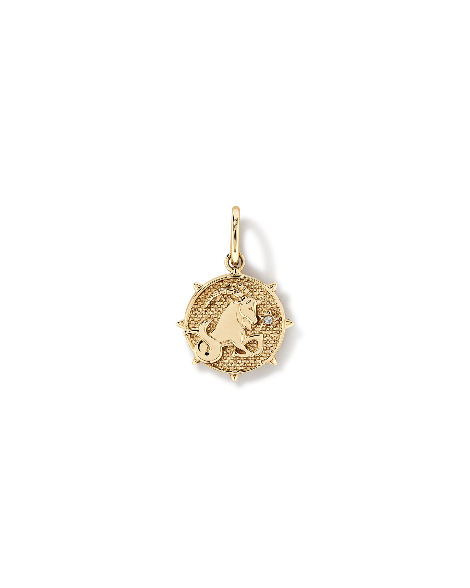 Diamond Accent Capricorn Zodiac Pendant in 10kt Yellow Gold