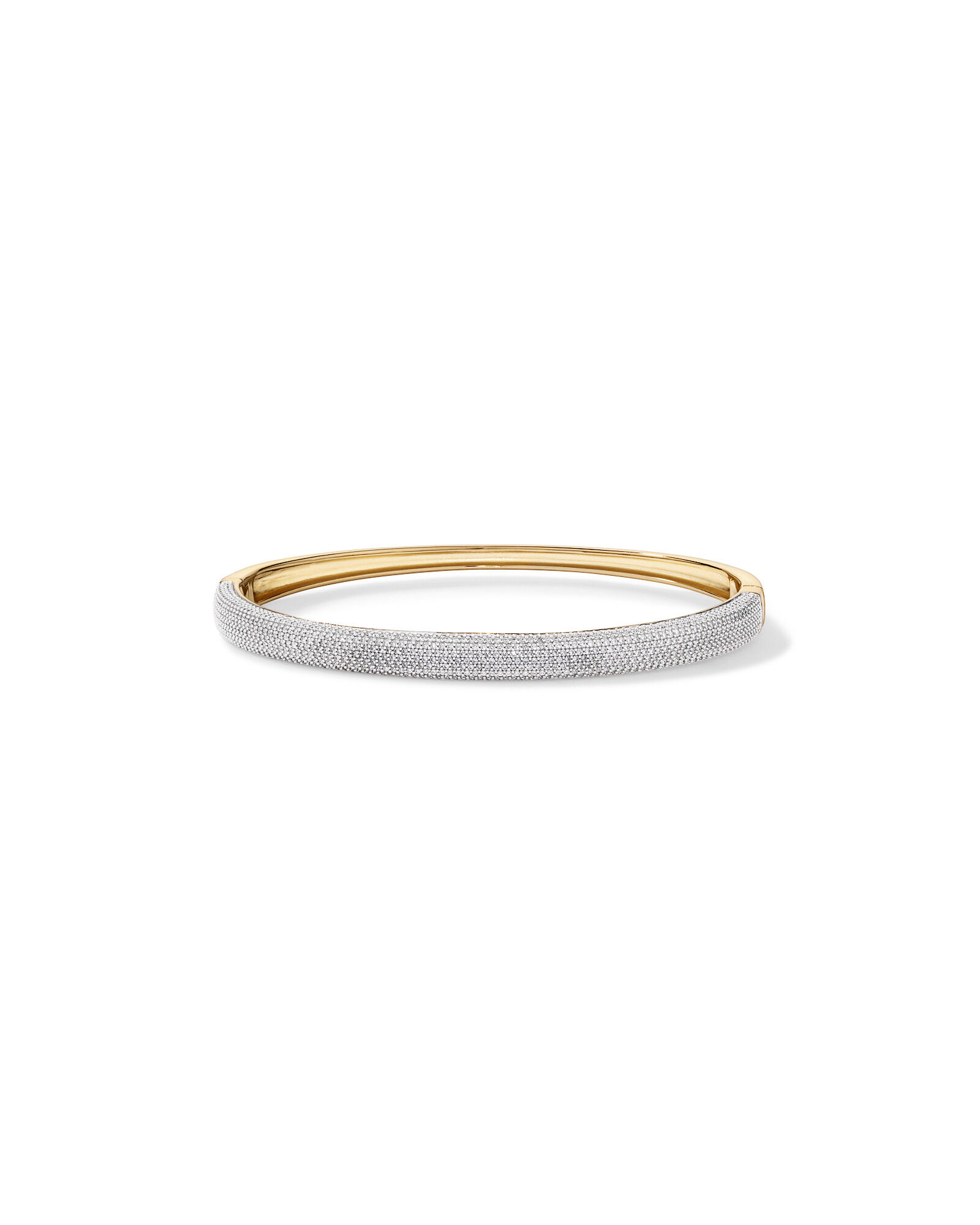 62mm Classic Pav&eacute; Hinged Bangle with Cubic Zirconia in 18kt Vermeil