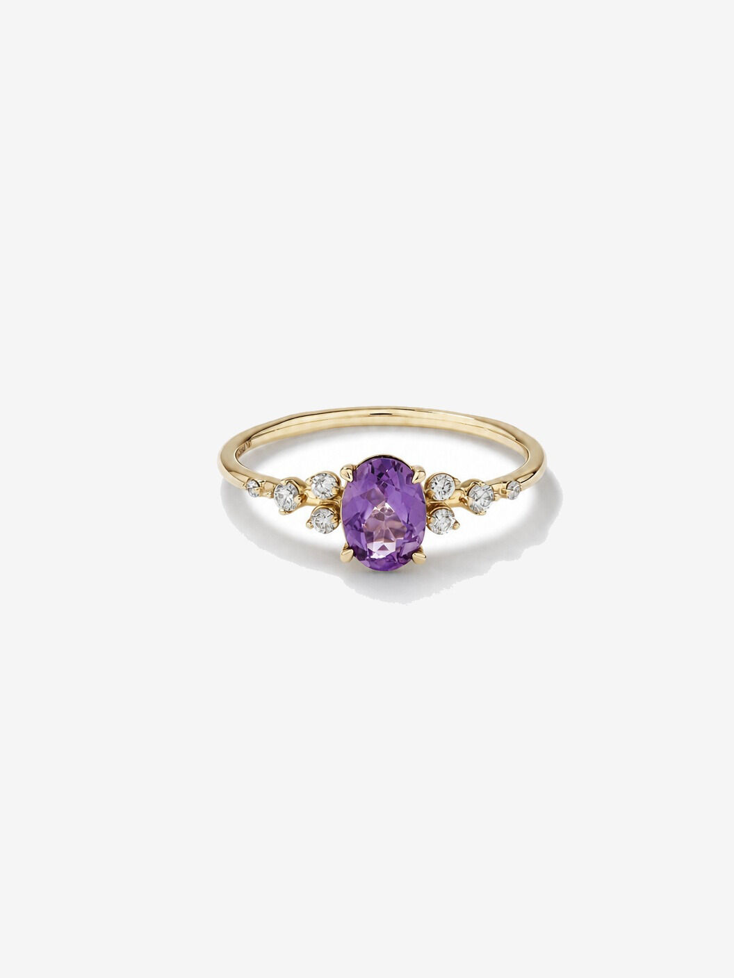 Bague Am&eacute;thyste avec diamants 0,12 ct PT en or jaune 10 ct