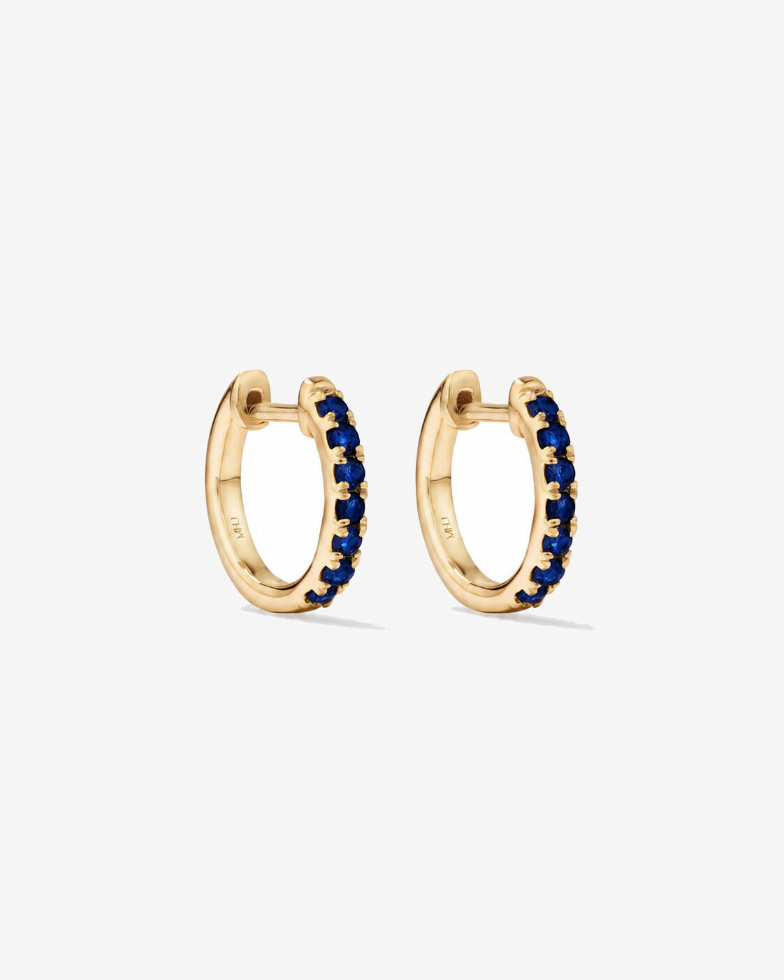 Boucles d'oreilles anneaux Saphir en or jaune 10 ct